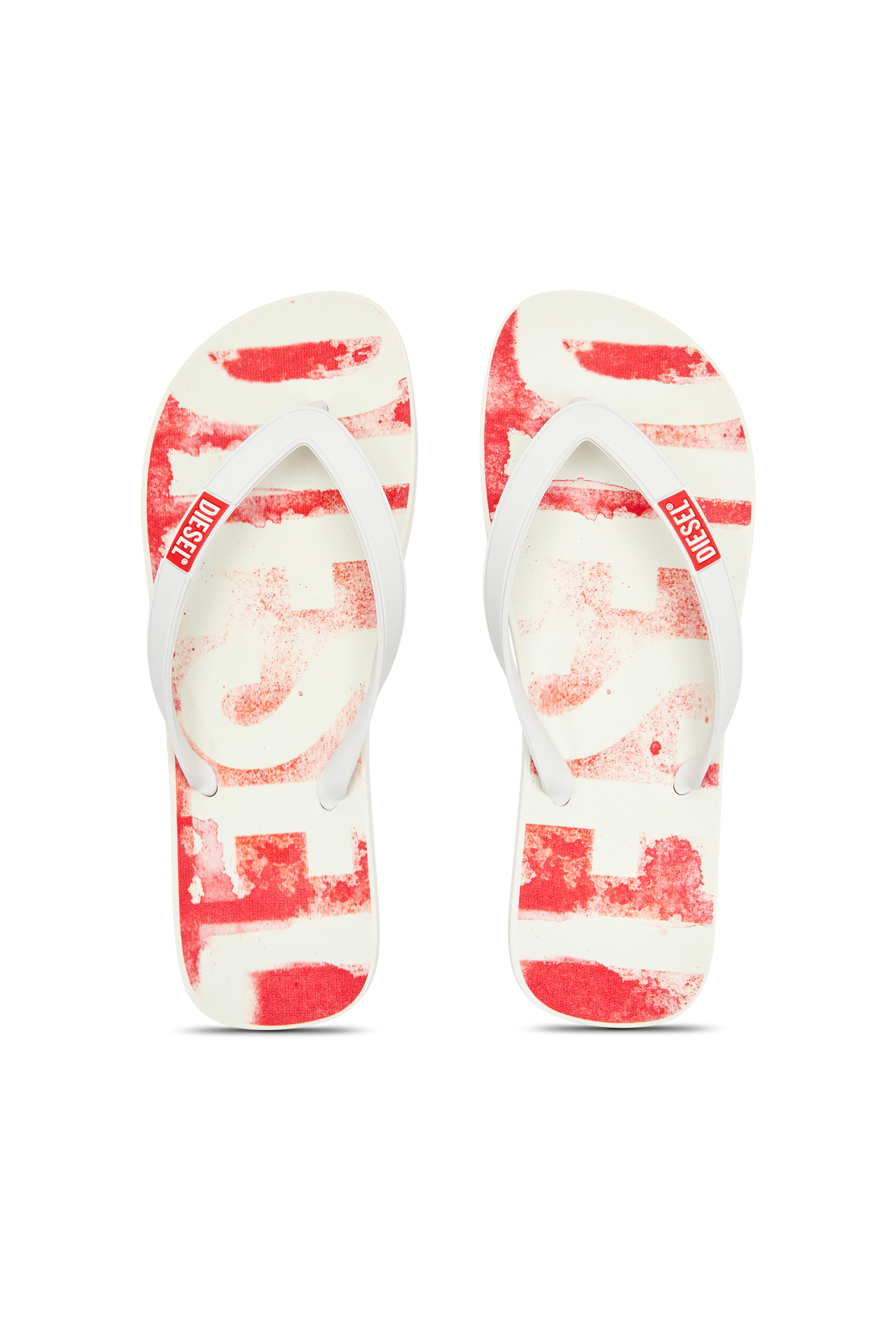 Diesel - SA-RIO, Man's Rubber flip-flops with graffiti logo in White/Red - 5