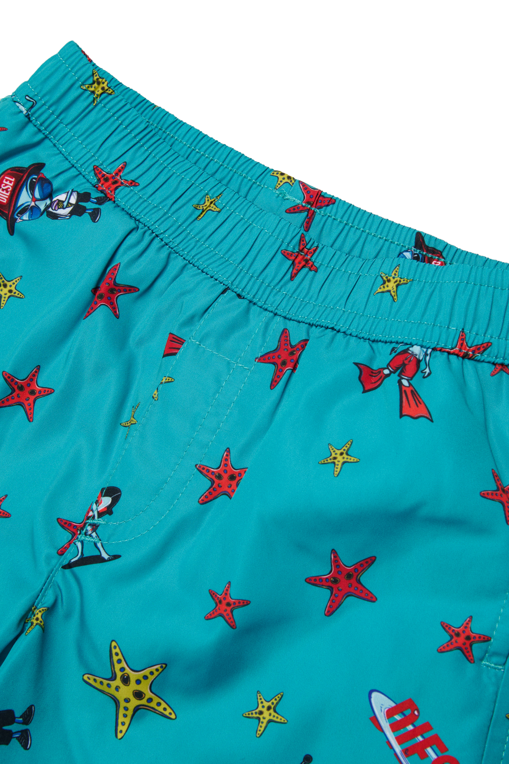 Diesel - MIALYB, Man's Swim shorts with starfish print in Green - 3