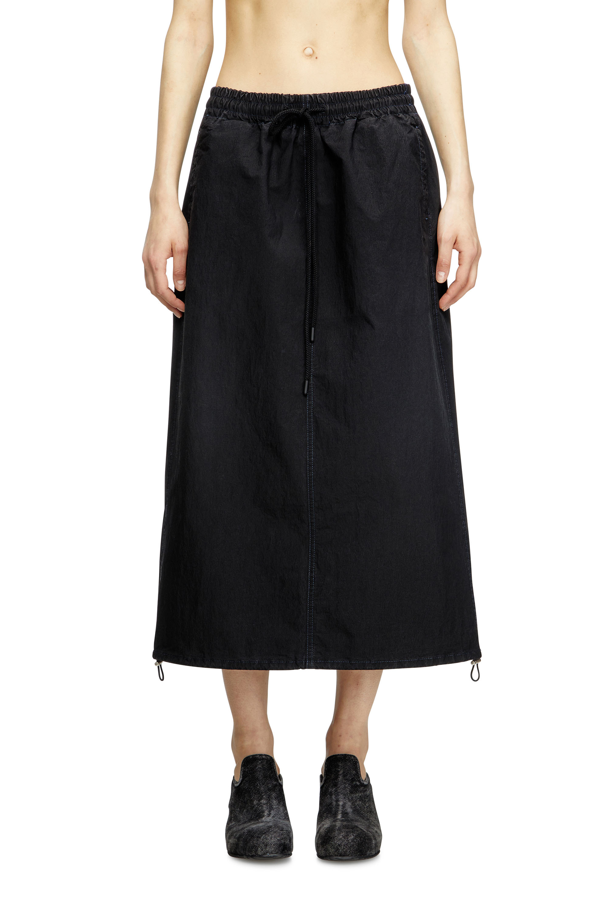 DE-OREN-C JOGG, Black Diesel - DE-OREN-C JOGG, Woman's Midi skirt in technical JoggJeans in Black - 3