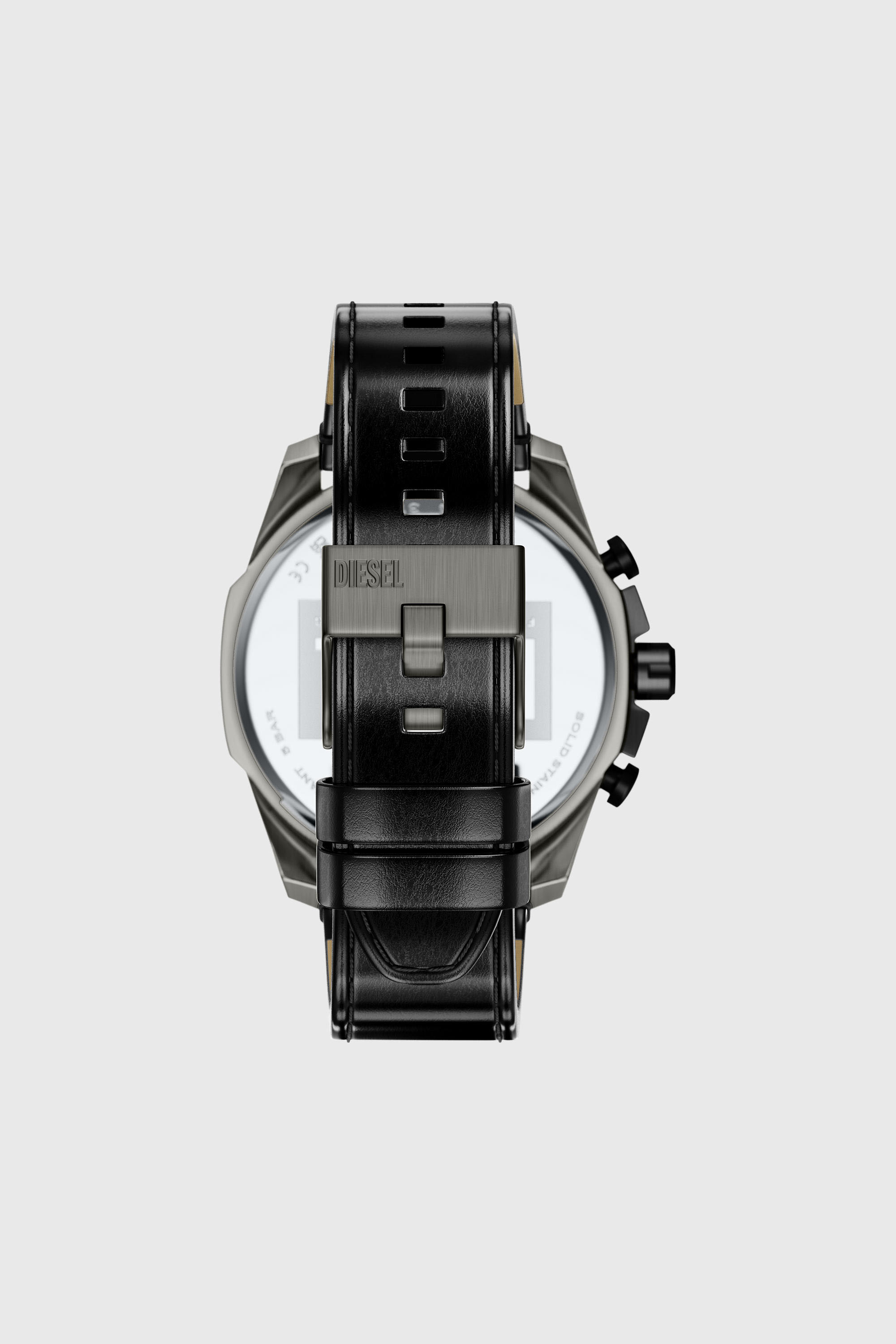 Diesel - DZ4714 WATCH, Man's Mega Chief Slim black leather watch in Black - 2
