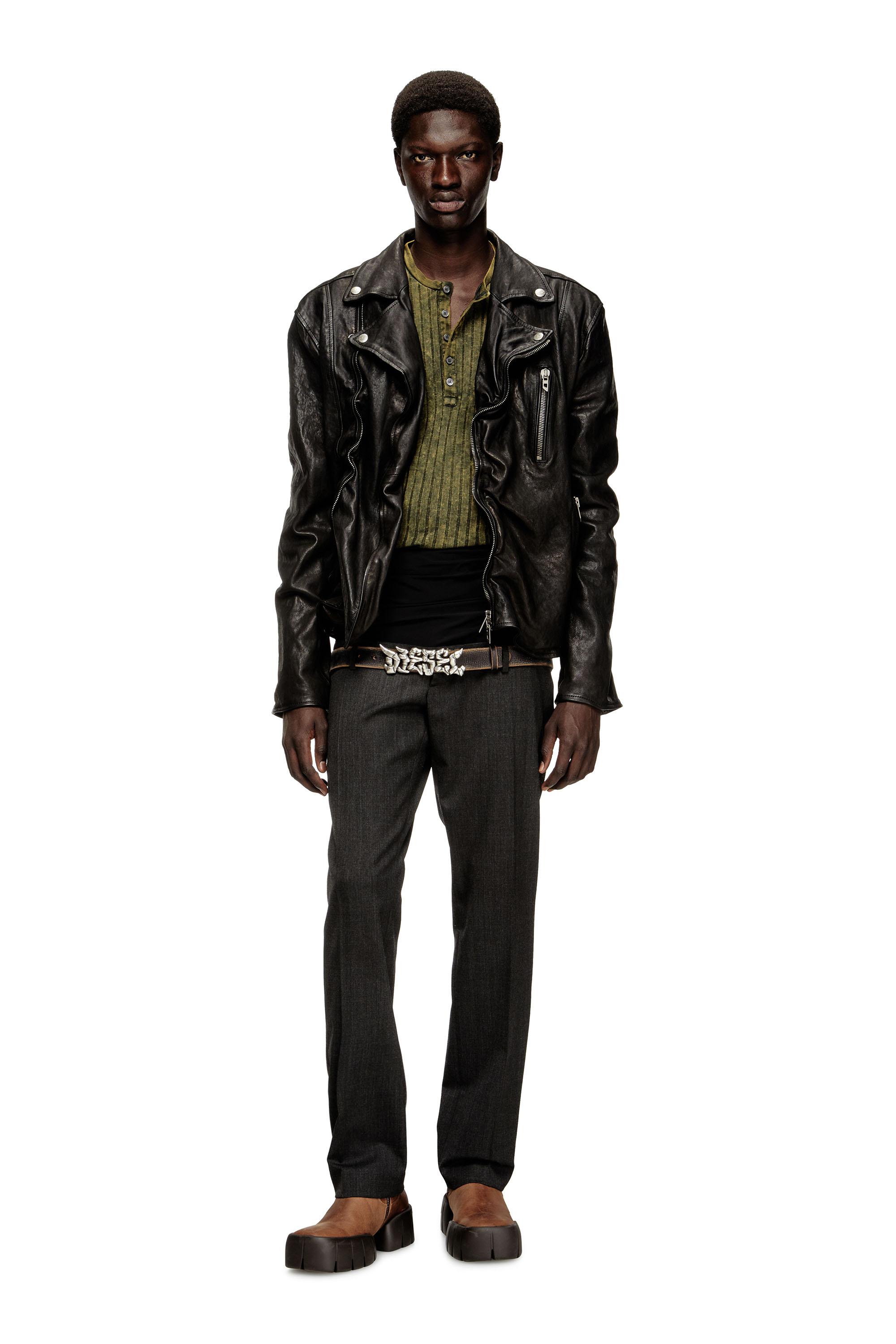 P-AUREL-1, Dark grey Diesel - P-AUREL-1, Man's Wool trousers with stretch waist in Dark grey - 1