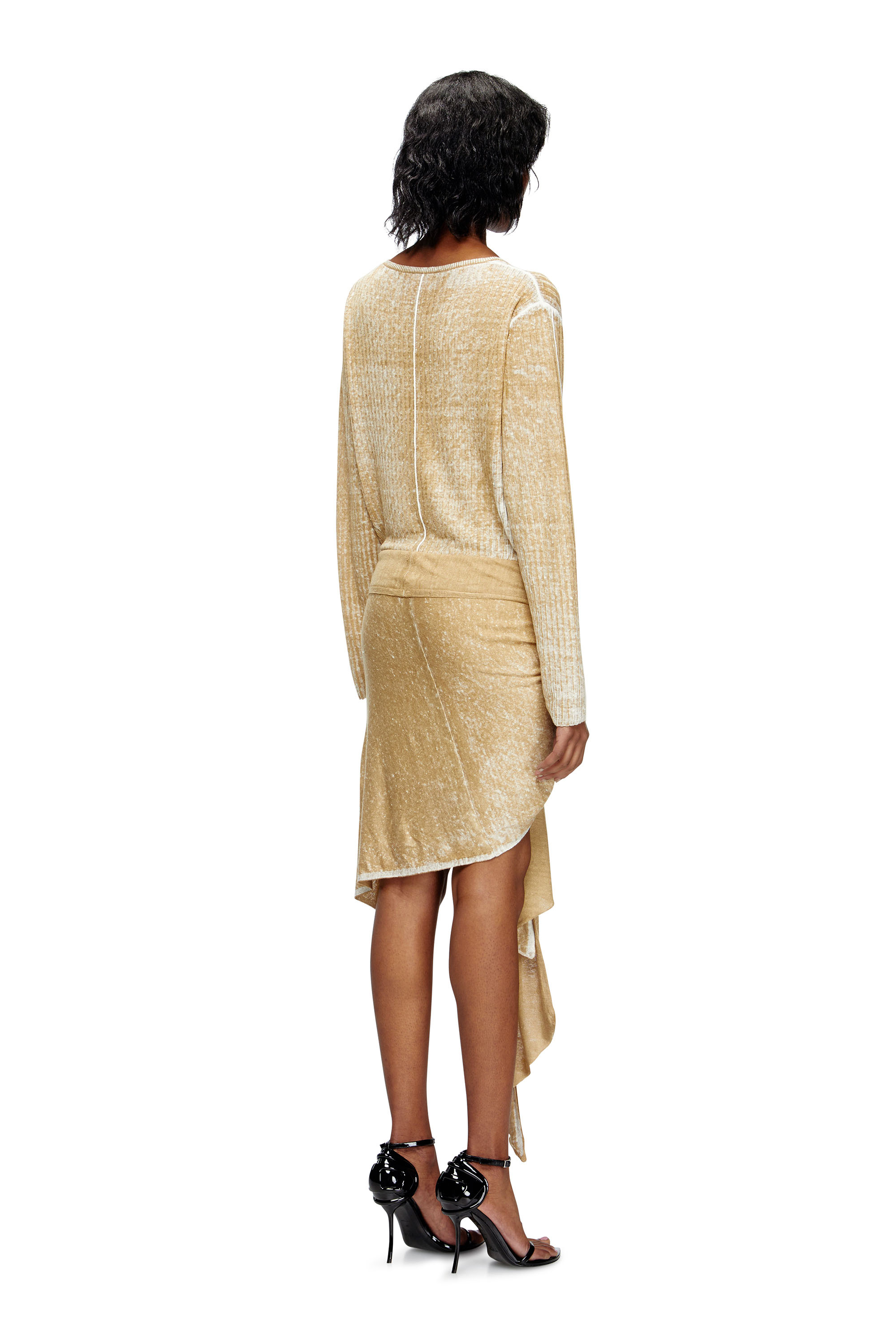 Diesel - M-EGAKNOT, Woman's Knitted dress with hip tie in Light Brown - 4