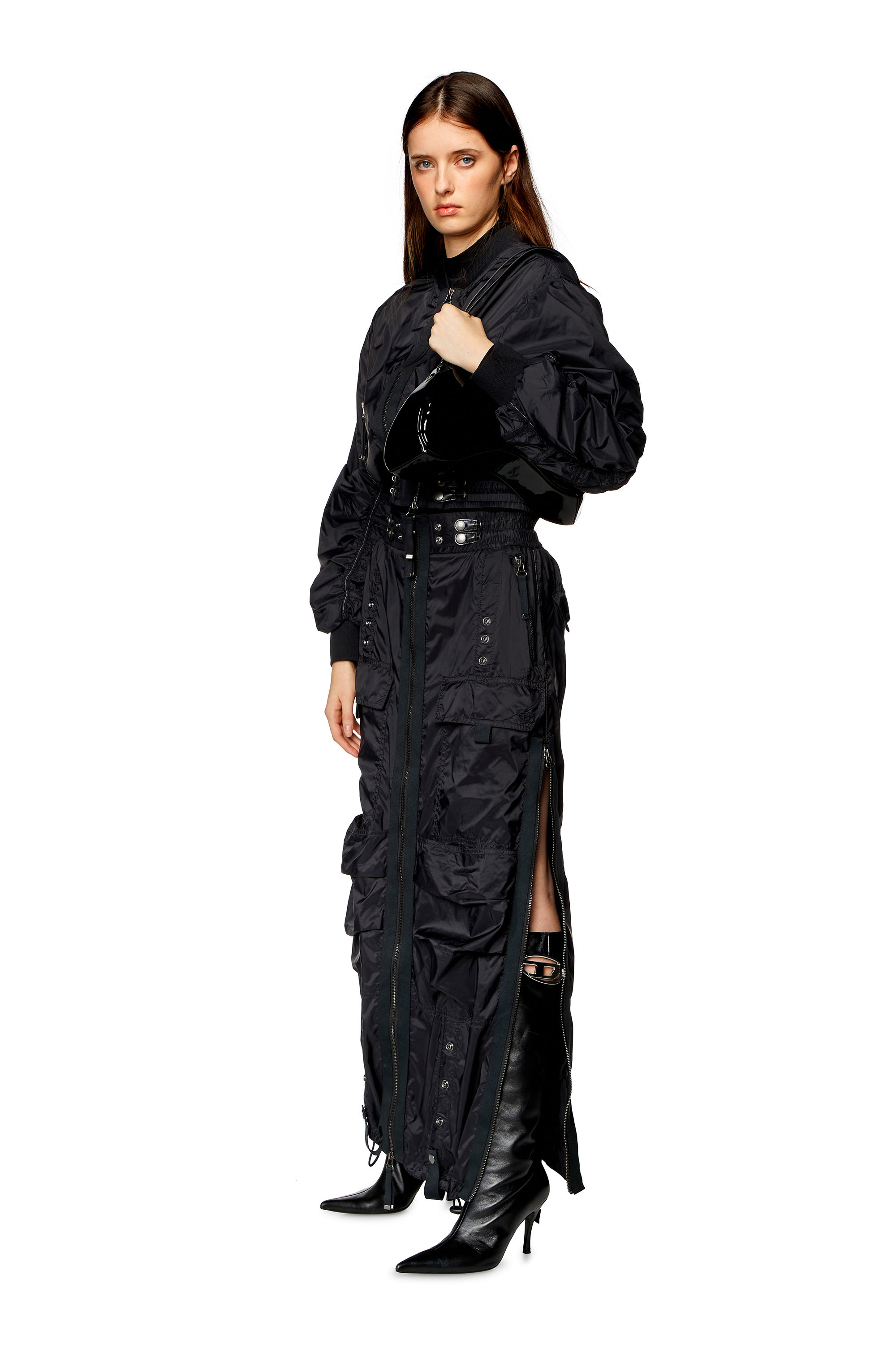 Diesel - O-CREP, Woman Long skirt with cargo pockets in Black - Image 2