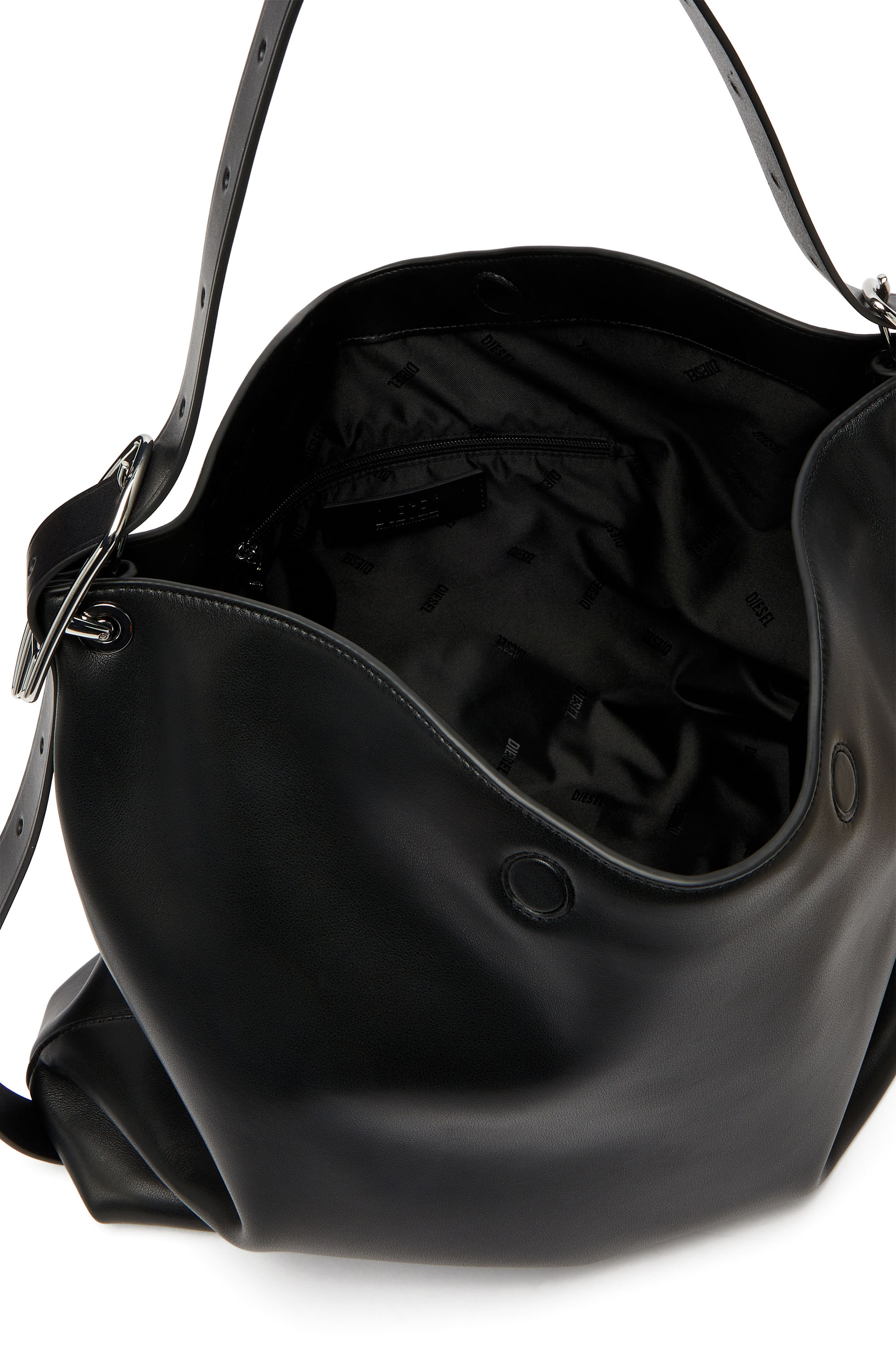 Diesel - D-LINE HOBO, Woman's D-Line-Leather hobo bag in Black - 4