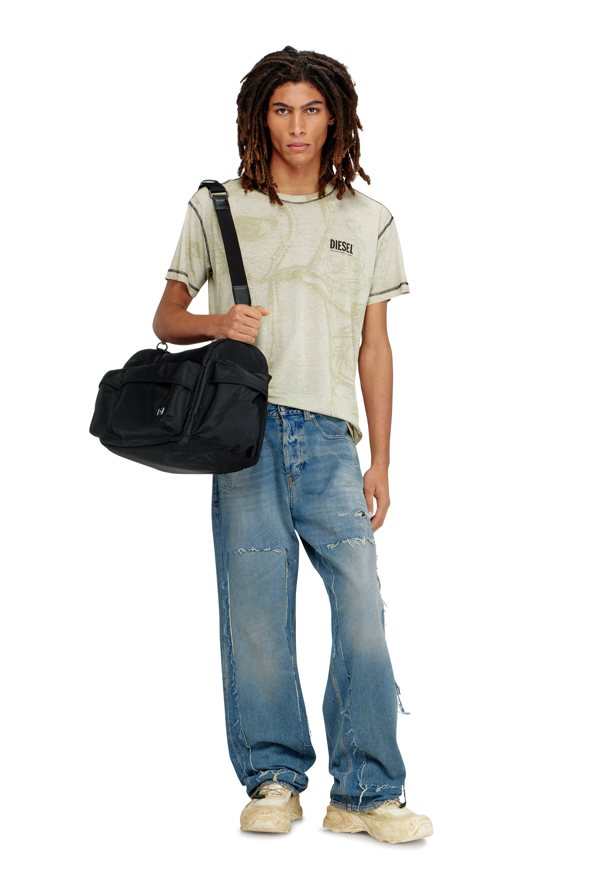 Diesel - T-NORM-V15, Man's Hemp-cotton T-shirt with all-over print in Grey - 2