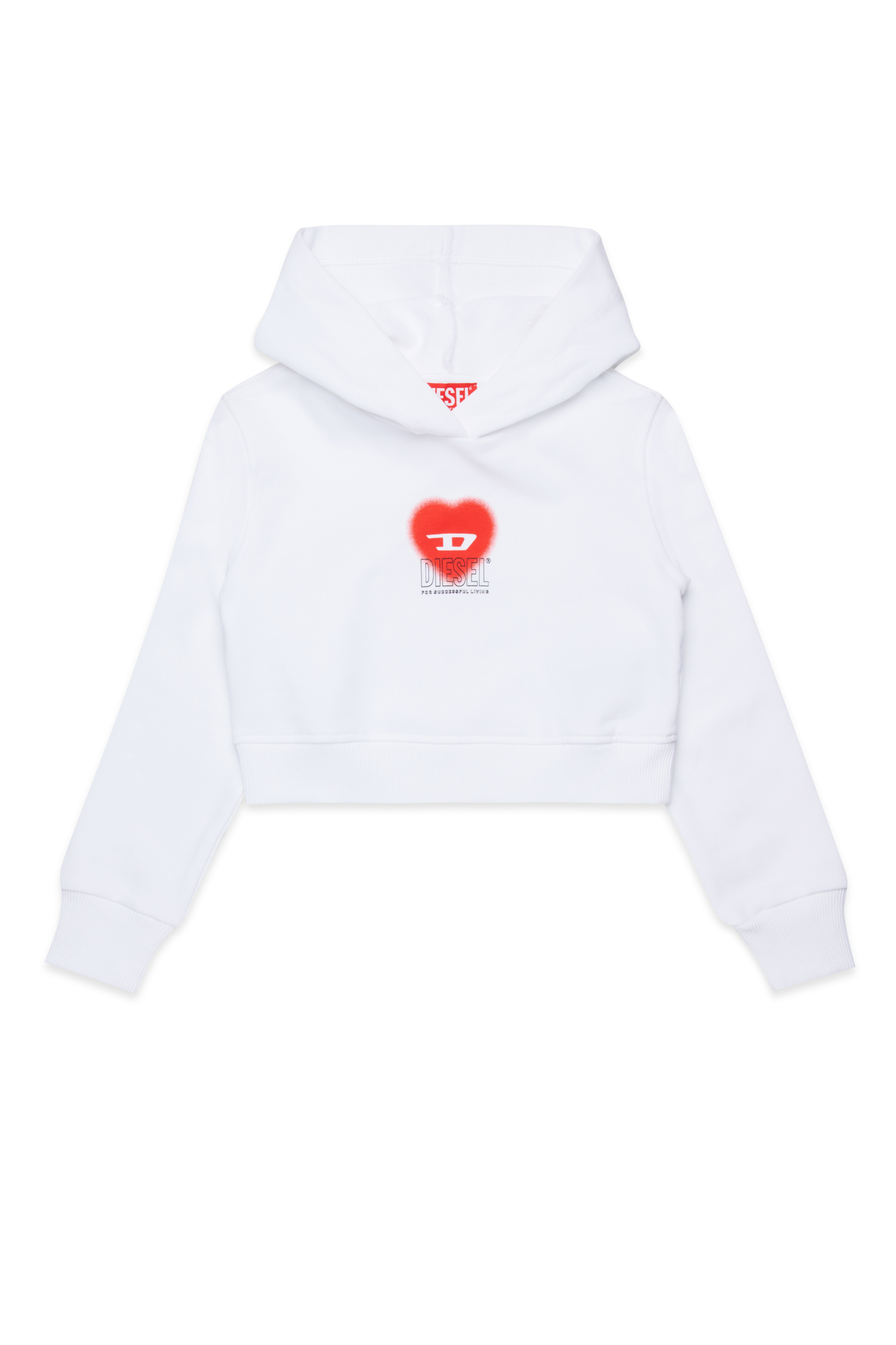 Diesel - SCUOREHOOD, Woman's Cropped hoodie with heart logo in White - 1