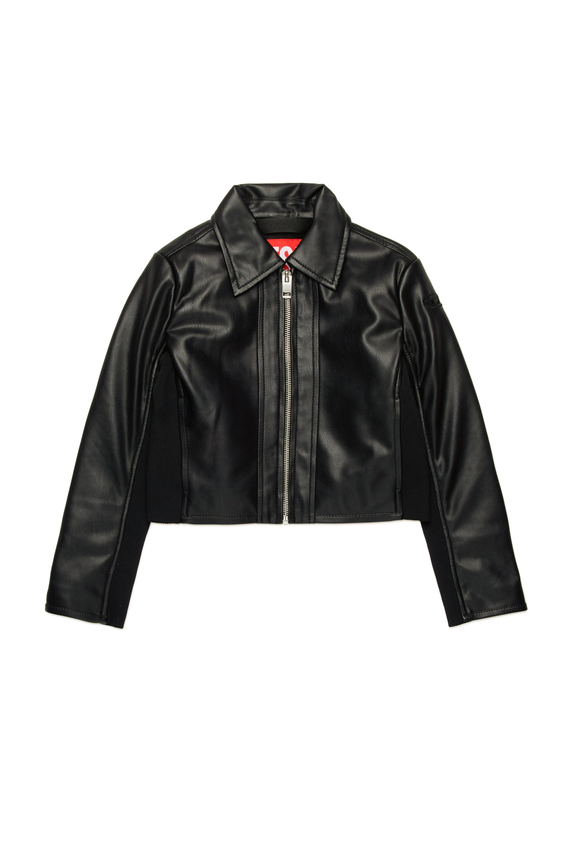 Diesel - JLSASK, Woman's Biker jacket with elasticated panels in Black - 1