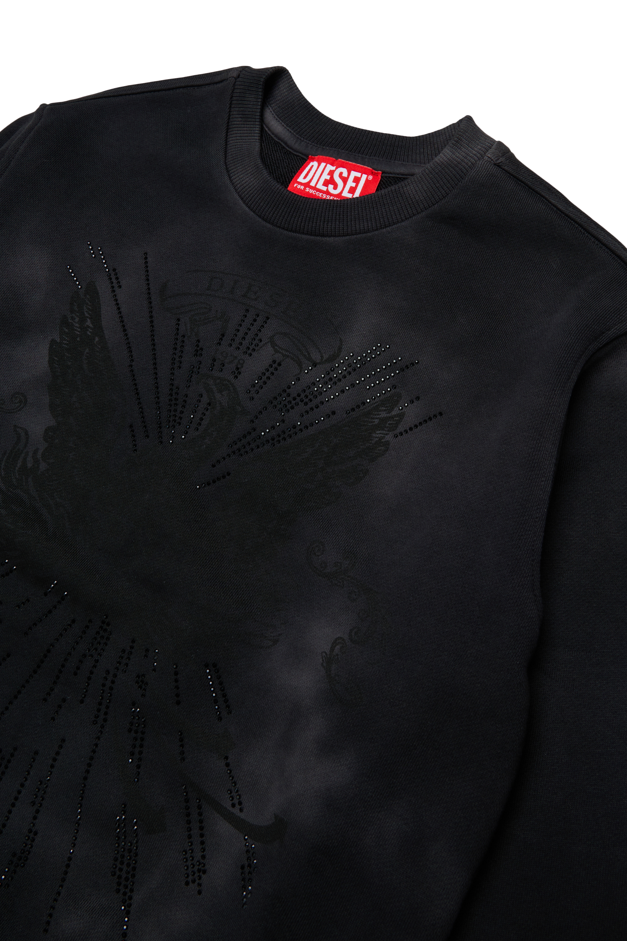 Diesel - SFIN OVER, Man's Cloudy-effect sweatshirt with phoenix motif in Black - 3