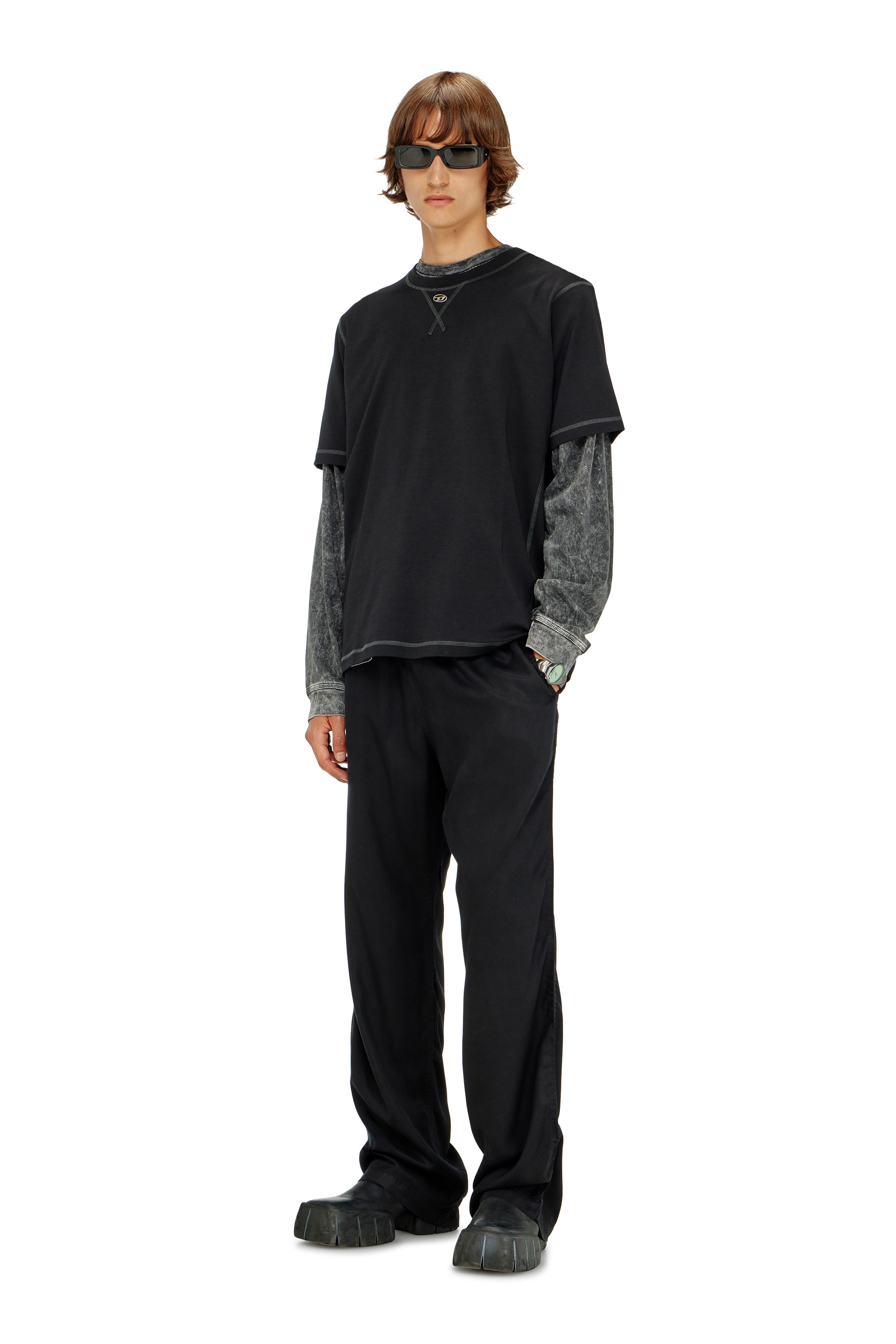 Diesel - T-MADJUST-TR, Man's Regular T-shirt with crew neck and Oval D in Dark grey - 2