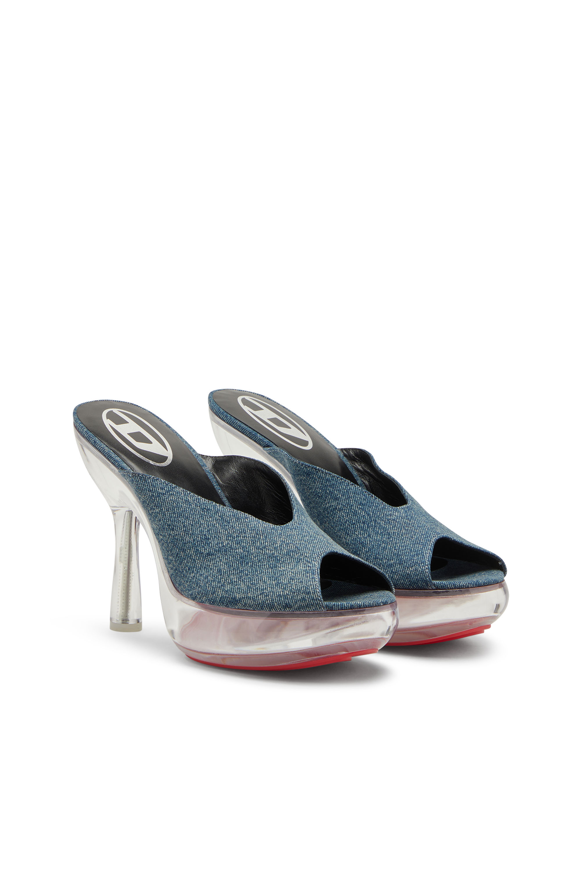 D-LAKE PLATFORM SDL, Blue Diesel - D-LAKE PLATFORM SDL, Woman's D-Lake-Platform mules in denim and plexiglass in Blue - 2