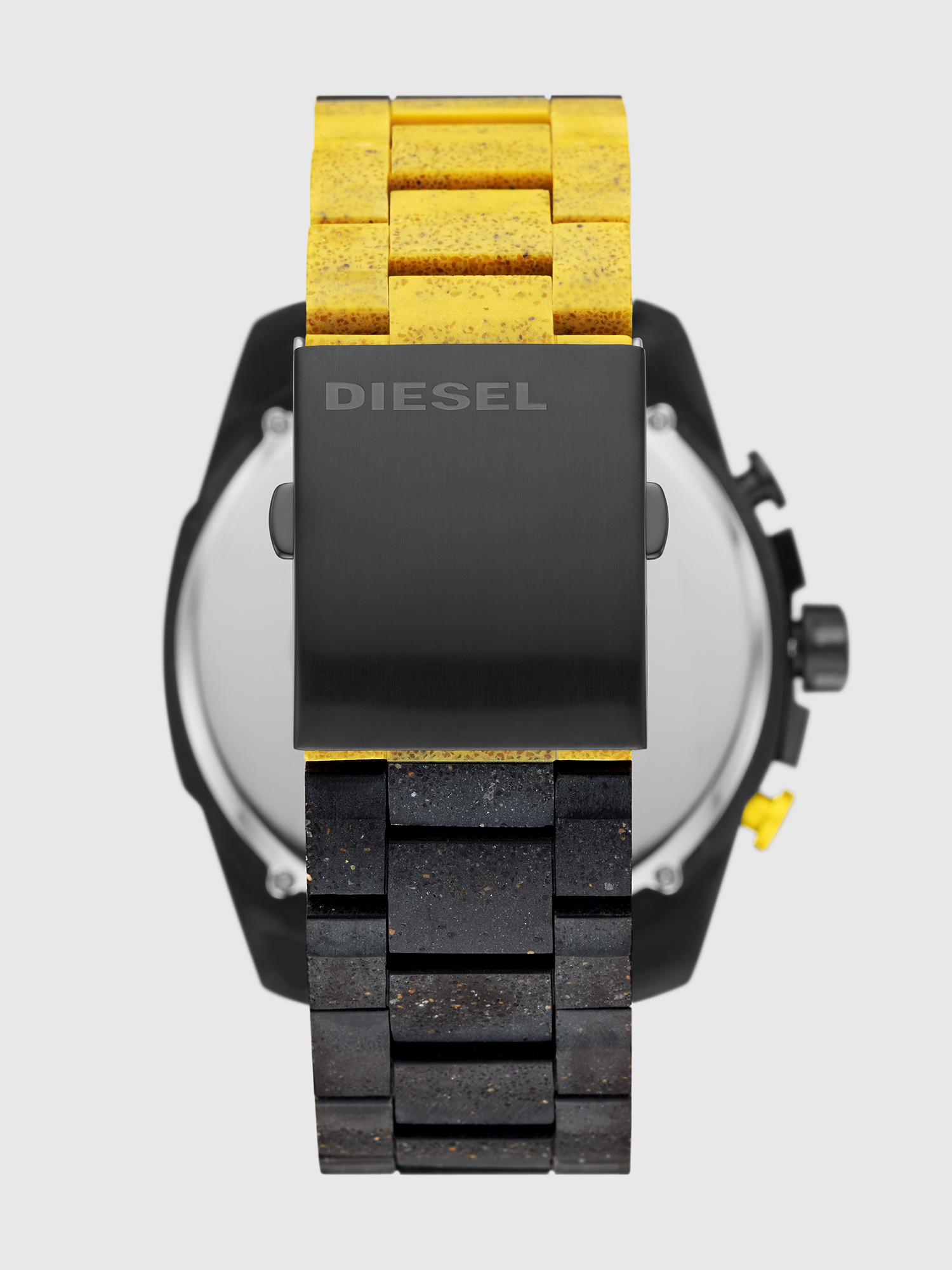 Diesel - DZ4539, Man's Mega Chief chronograph black concrete composite watch in Black/Yellow - 2