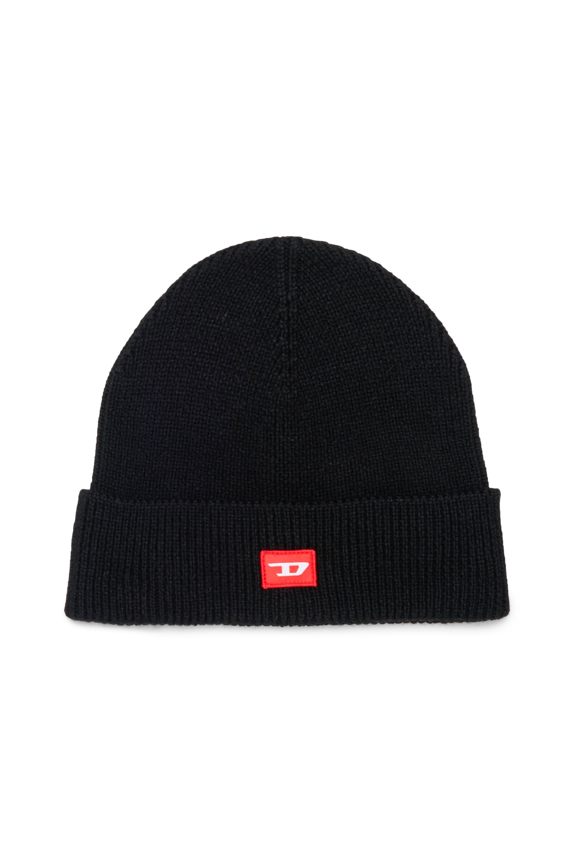 Diesel - FLOT, Unisex's Wool-blend beanie with D logo patch in Black - 1