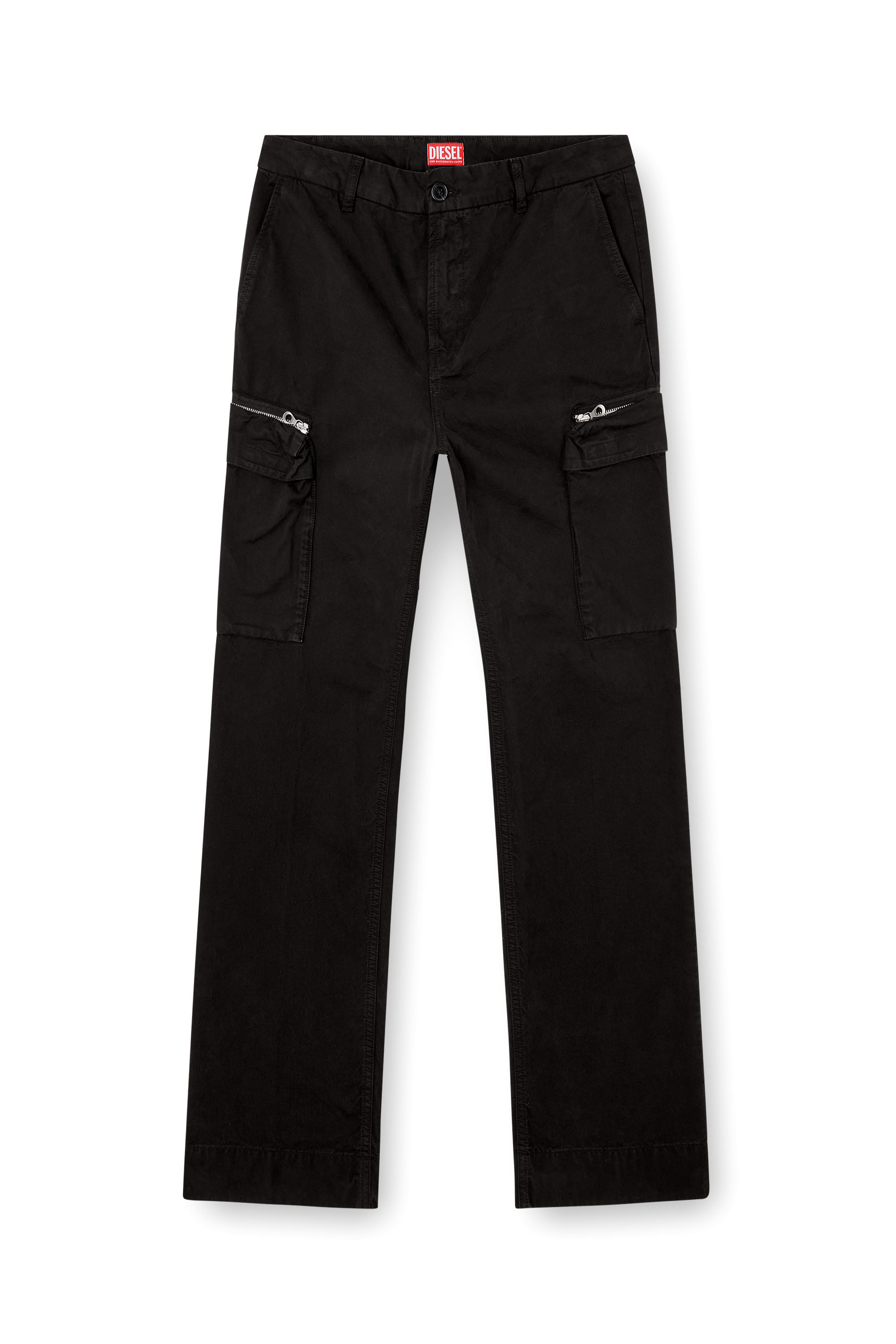 Diesel - P-YE, Man's Pants in faded peachskin twill in Black - 2