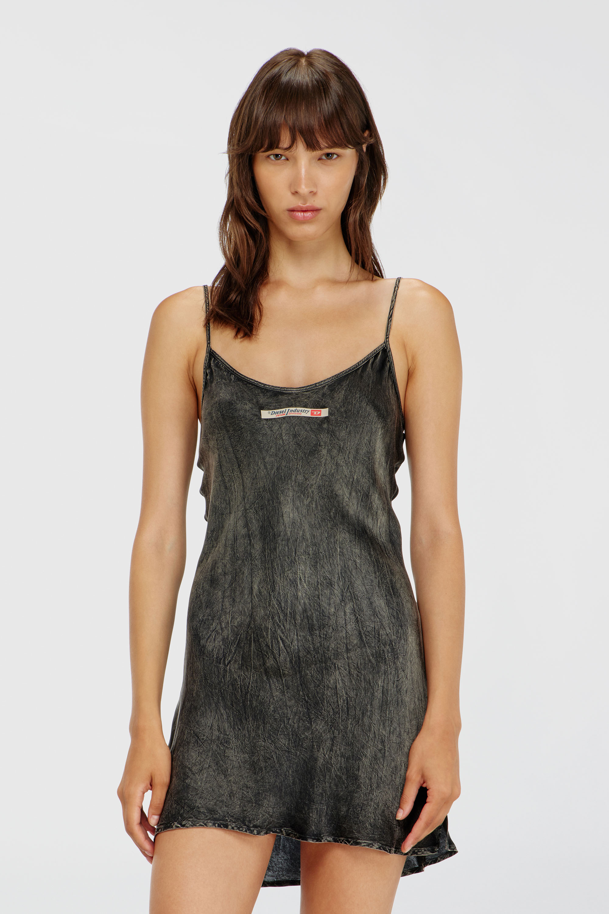 Diesel - CASSIDY-DNM, Woman's Viscose slip dress with spaghetti straps in Black - 3