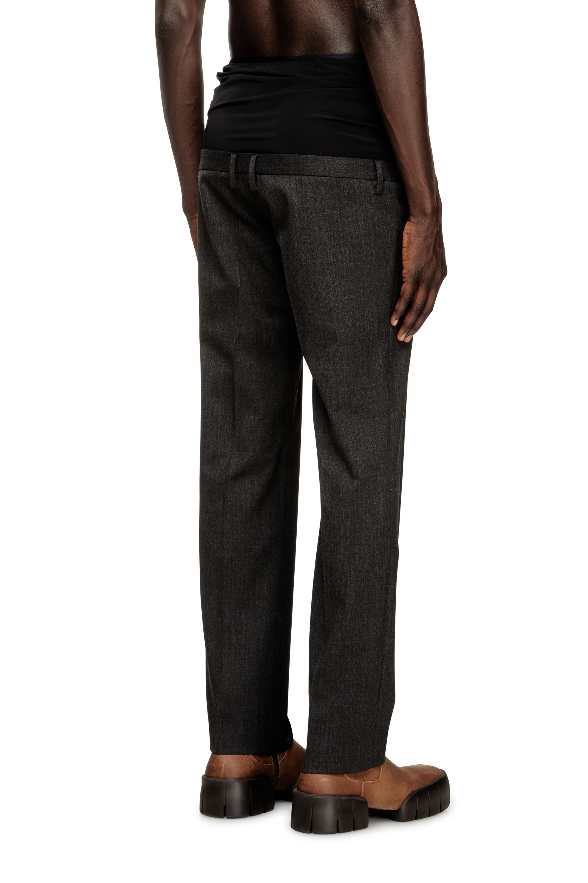 P-AUREL-1, Dark grey Diesel - P-AUREL-1, Man's Wool trousers with stretch waist in Dark grey - 4