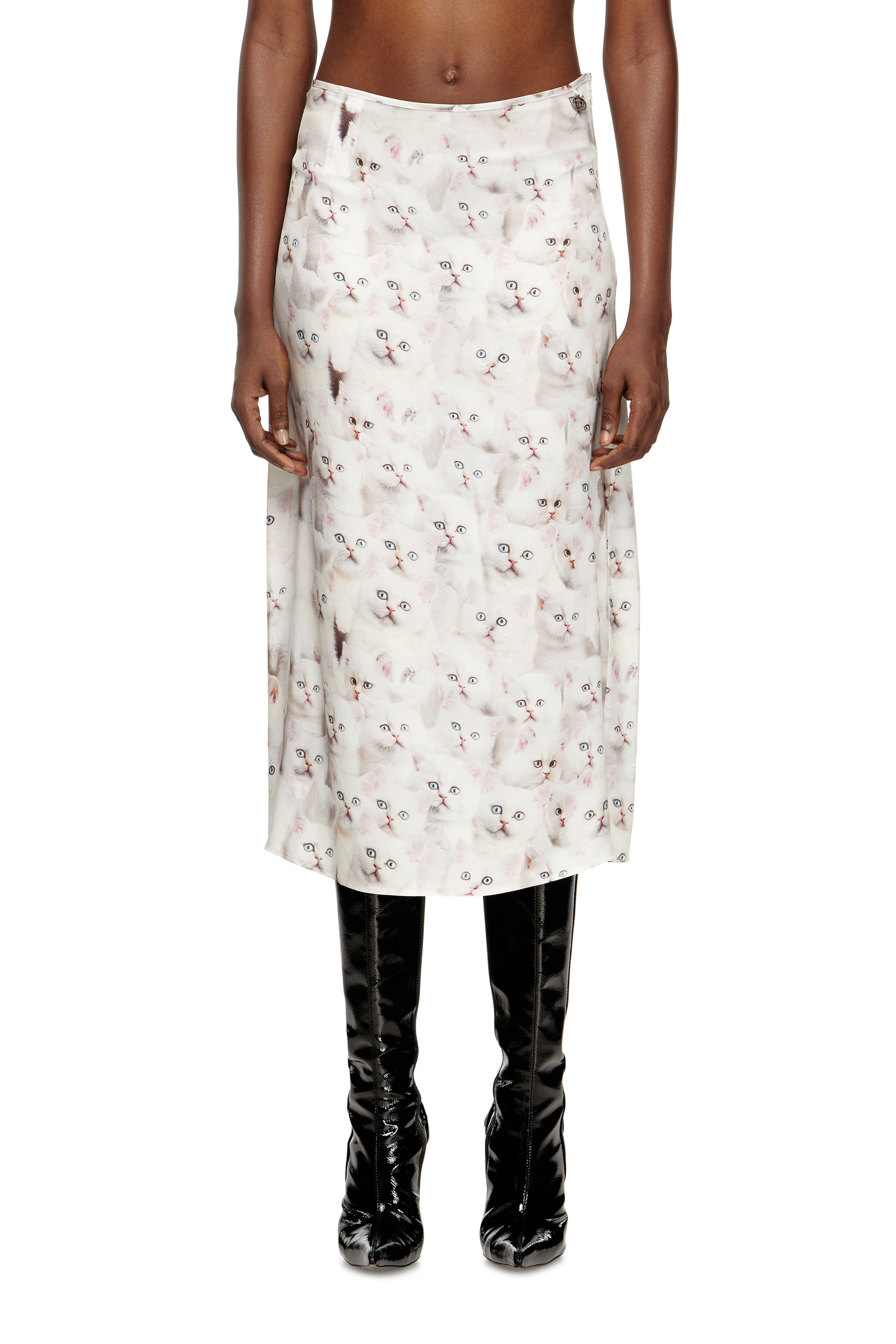 Diesel - O-RCHID-R1, Woman's Midi skirt in viscose with all-over print in null - 2