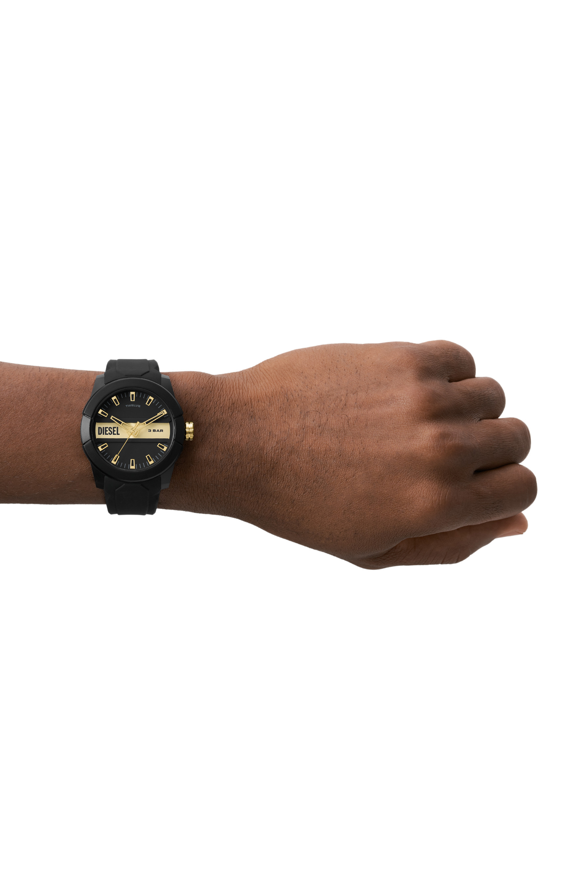Diesel - DZ1997, Unisex's Double Up Black Silicone Watch in Black - 4