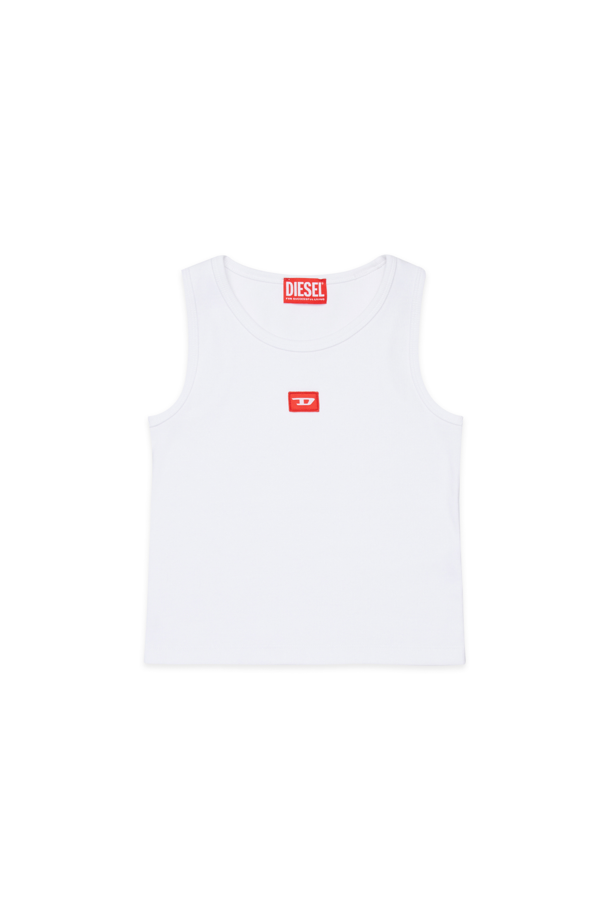 Diesel - TPACI, Woman's Ribbed cotton tank top with patch in White - 1