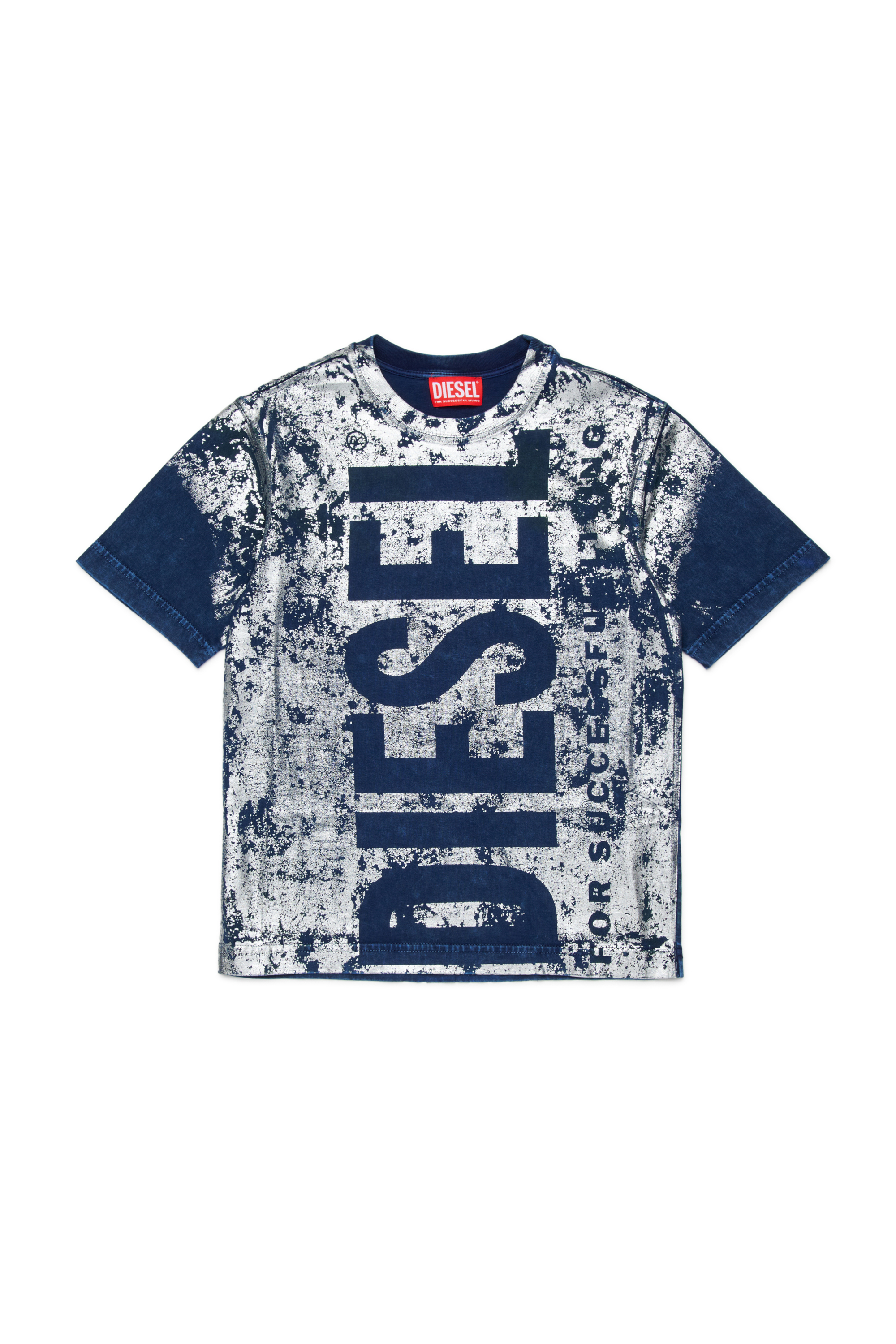 Diesel - TABOXTAR2 OVER, Man's T-shirt with chalk-effect print in Blue - 1