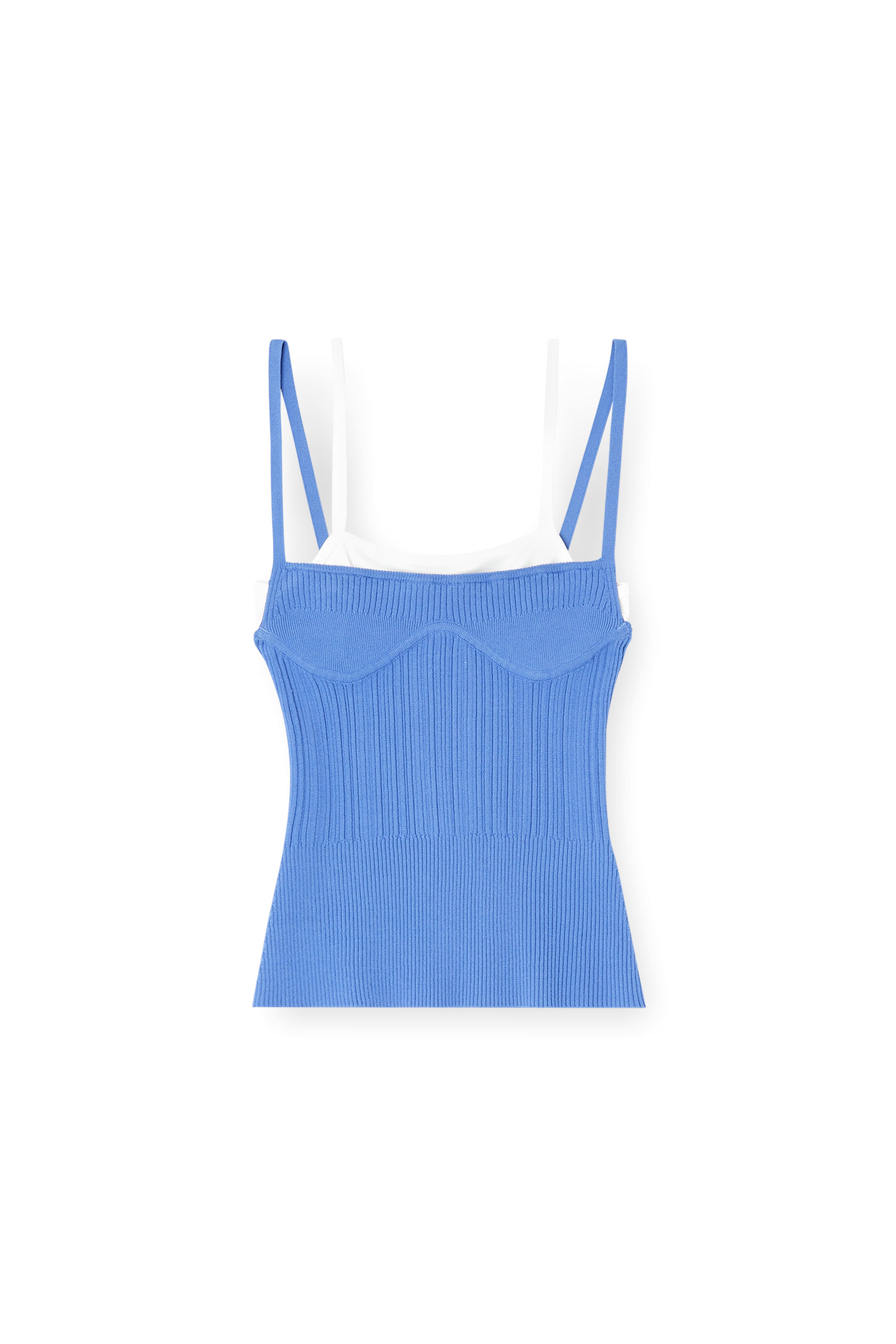 Diesel - M-ZARRINA, Woman's Layered cami top in ribbed knit in Blue - 3