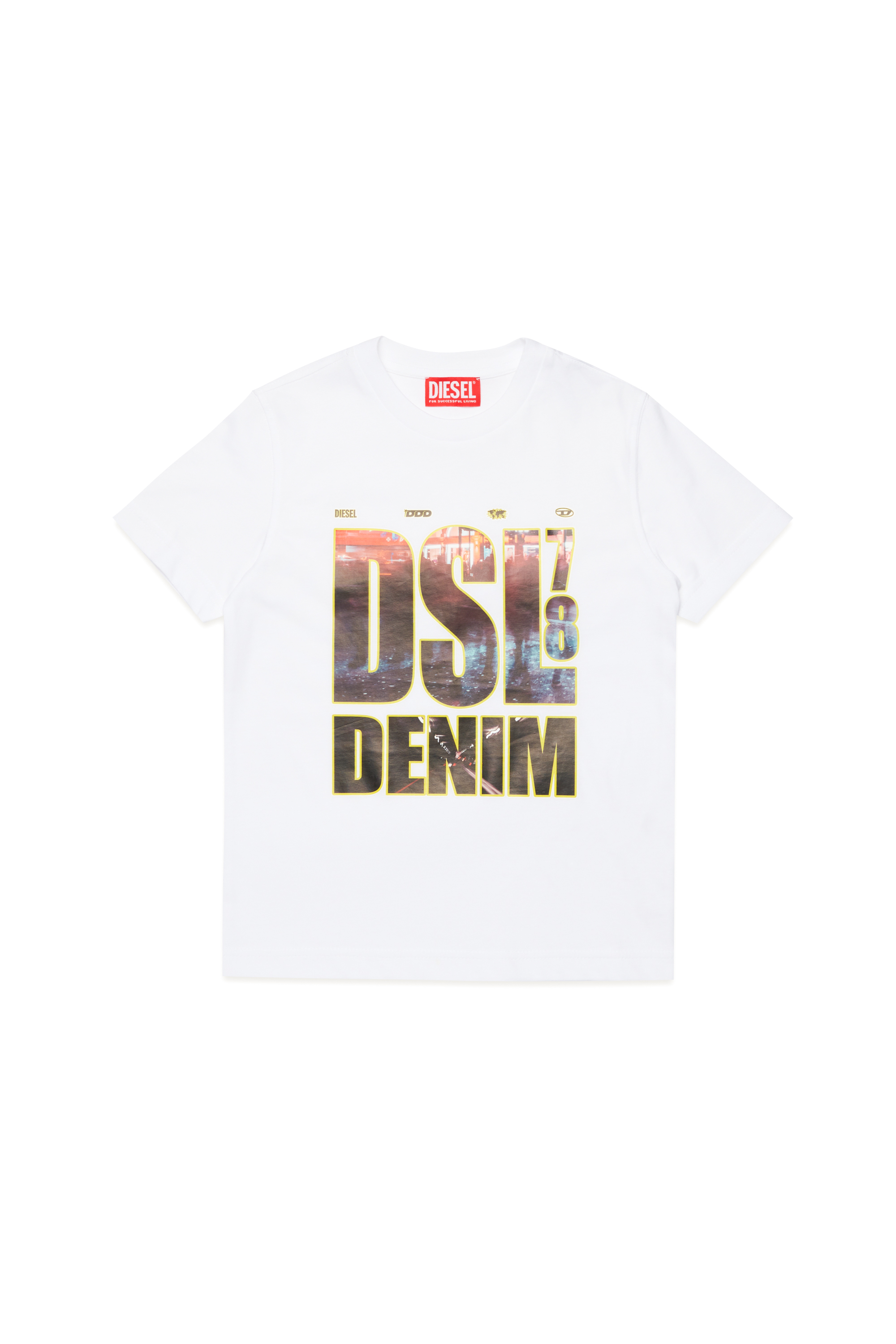 Diesel - TDIEGORL7, Man's T-shirt with photo Diesel Denim 78 print in White - 1