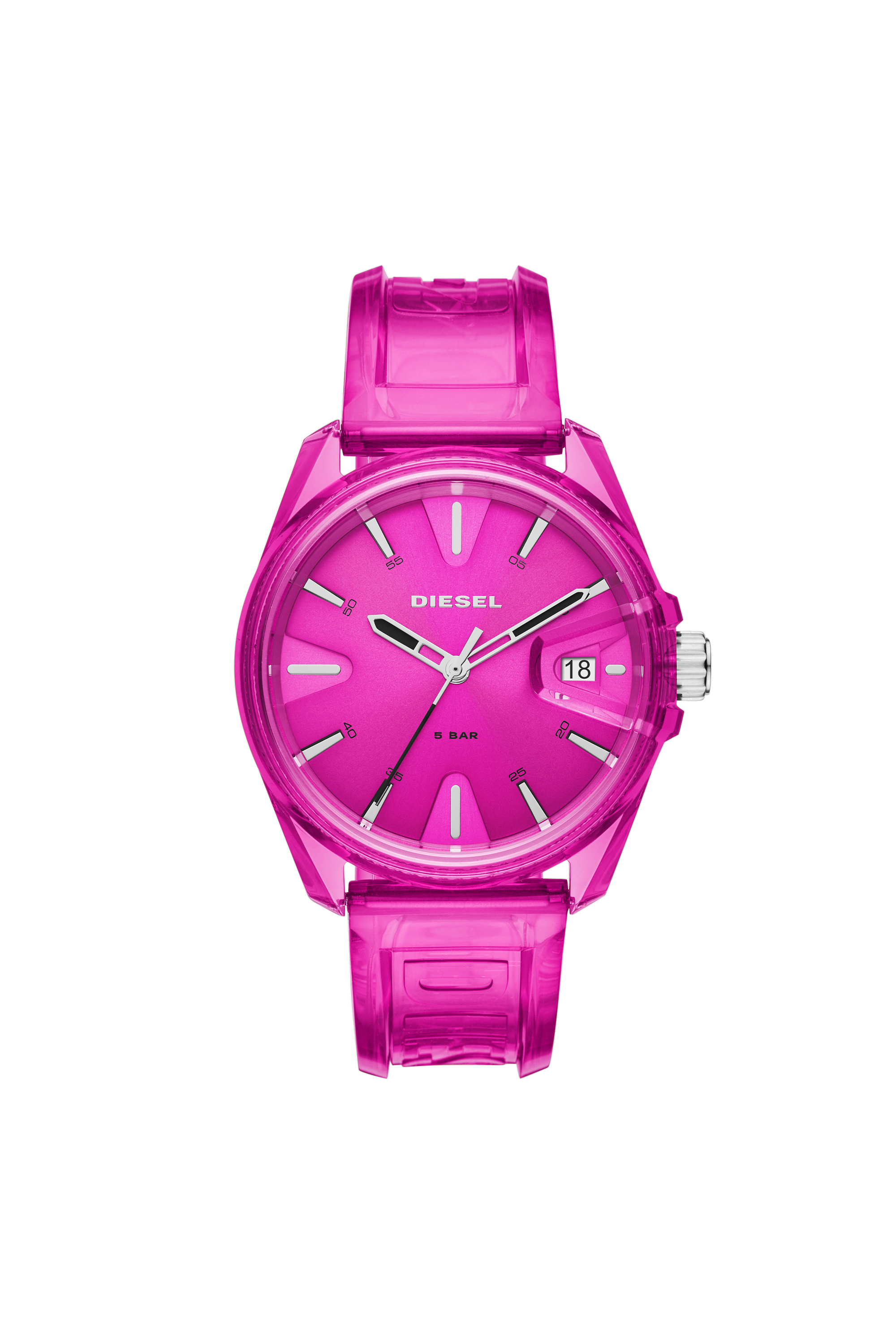 Diesel - DZ1929, Unisex's MS9 three-hand pink transparent watch in Pink - 1