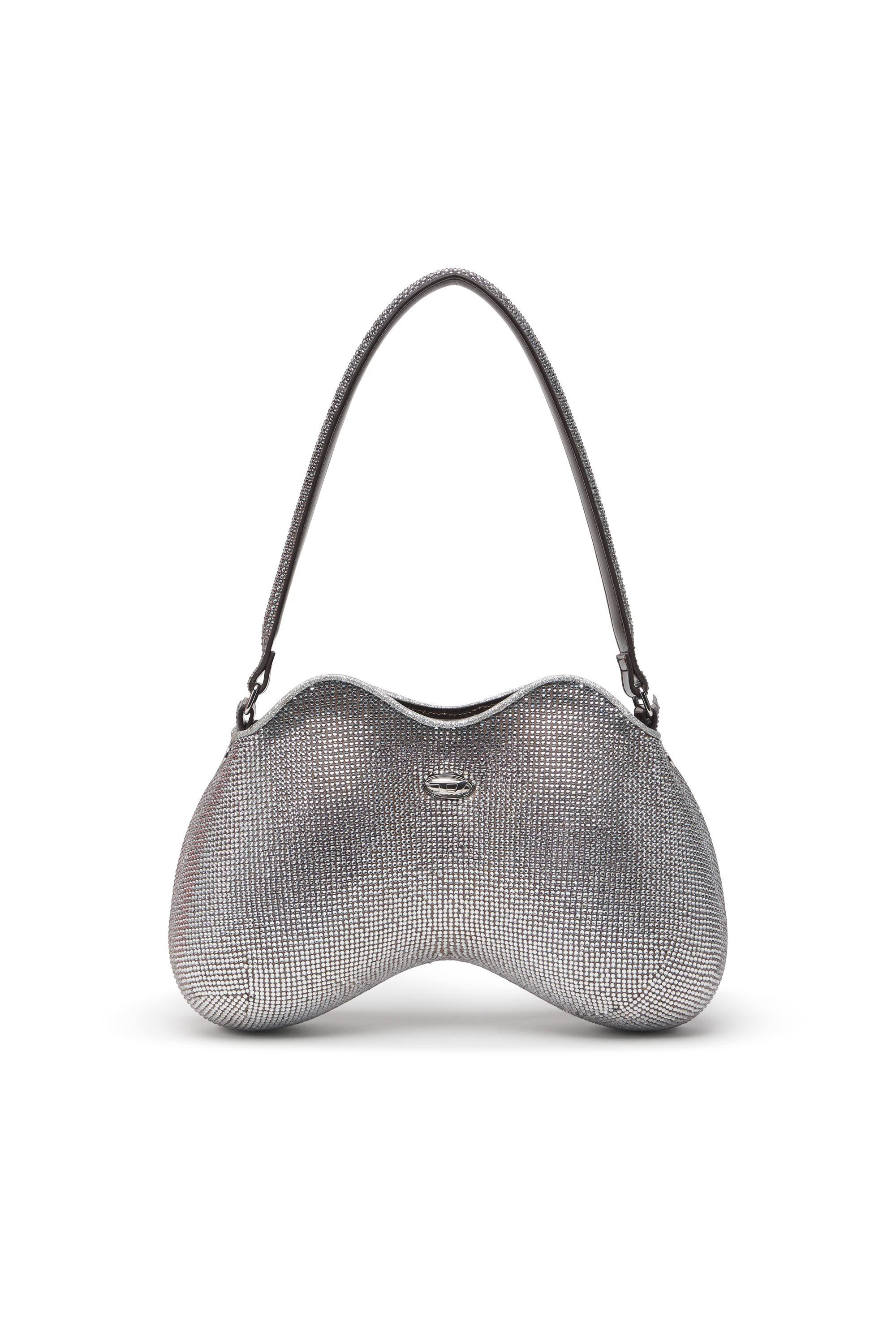 DOUBLE-D SHOULDER, Silver Diesel - DOUBLE-D SHOULDER, Woman's Double-D-Shoulder bag with all-over crystals in Silver - 1