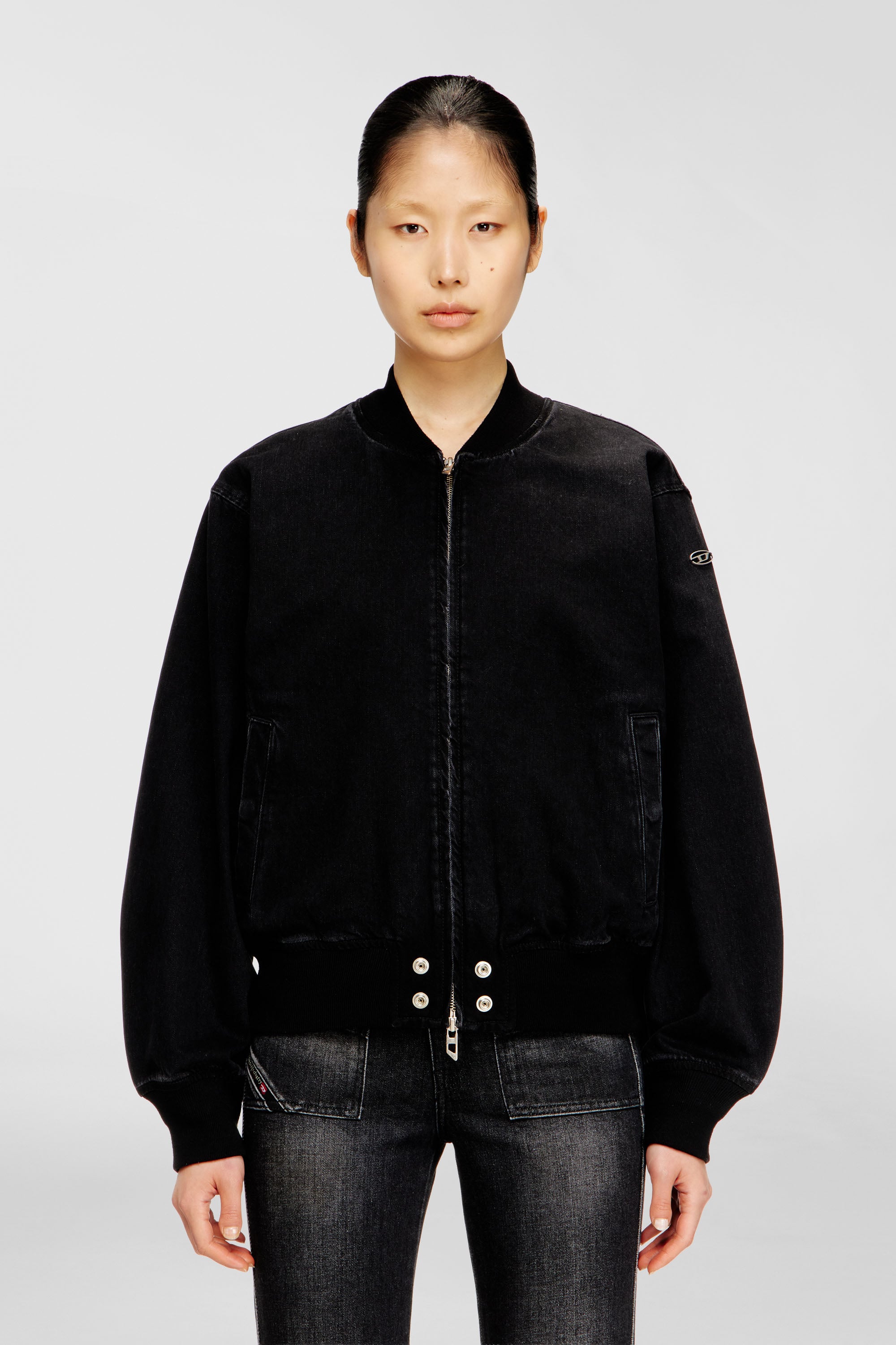 Diesel - D-GUZ, Unisex's Bomber jacket in denim in Black - 1