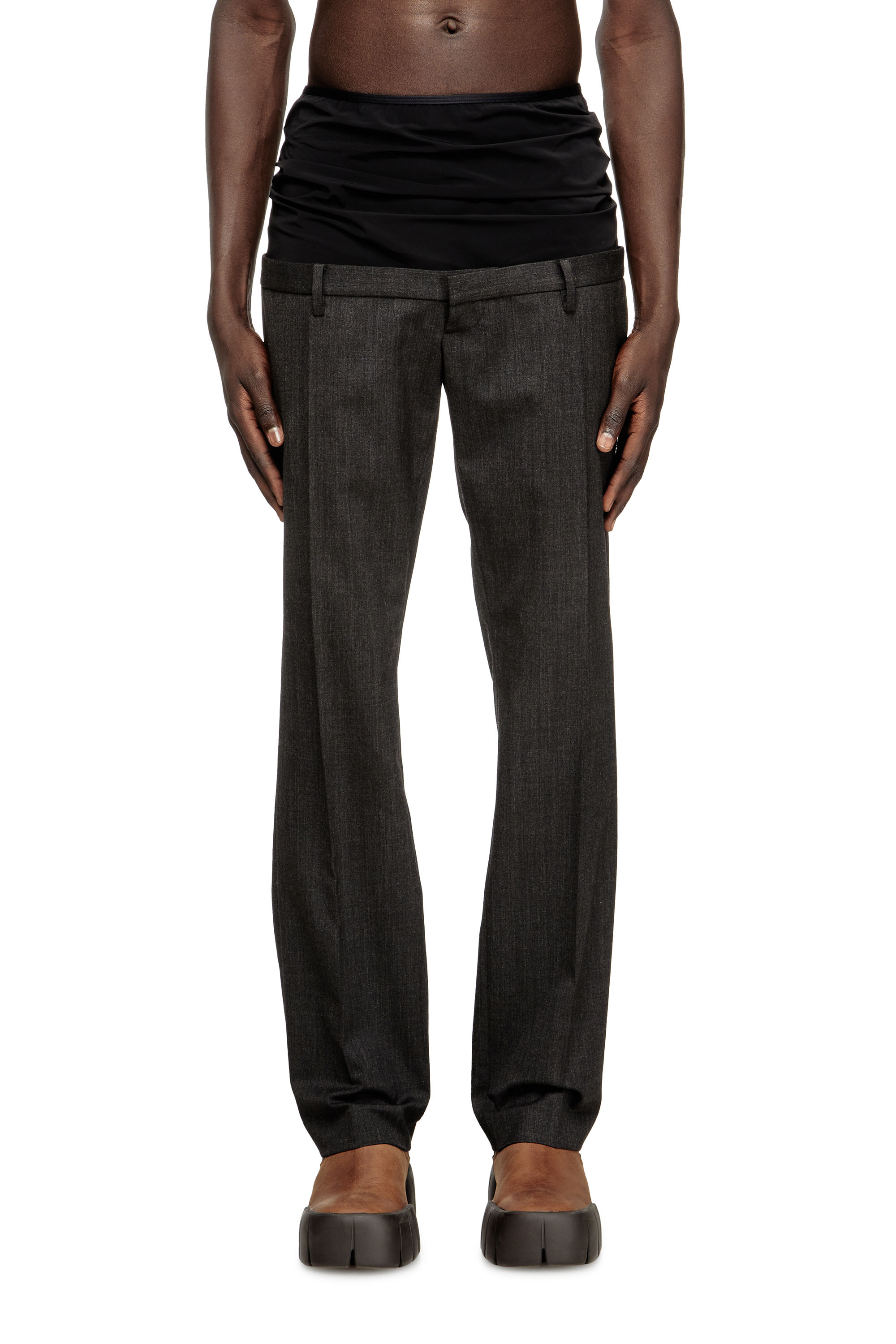 P-AUREL-1, Dark grey Diesel - P-AUREL-1, Man's Wool trousers with stretch waist in Dark grey - 3