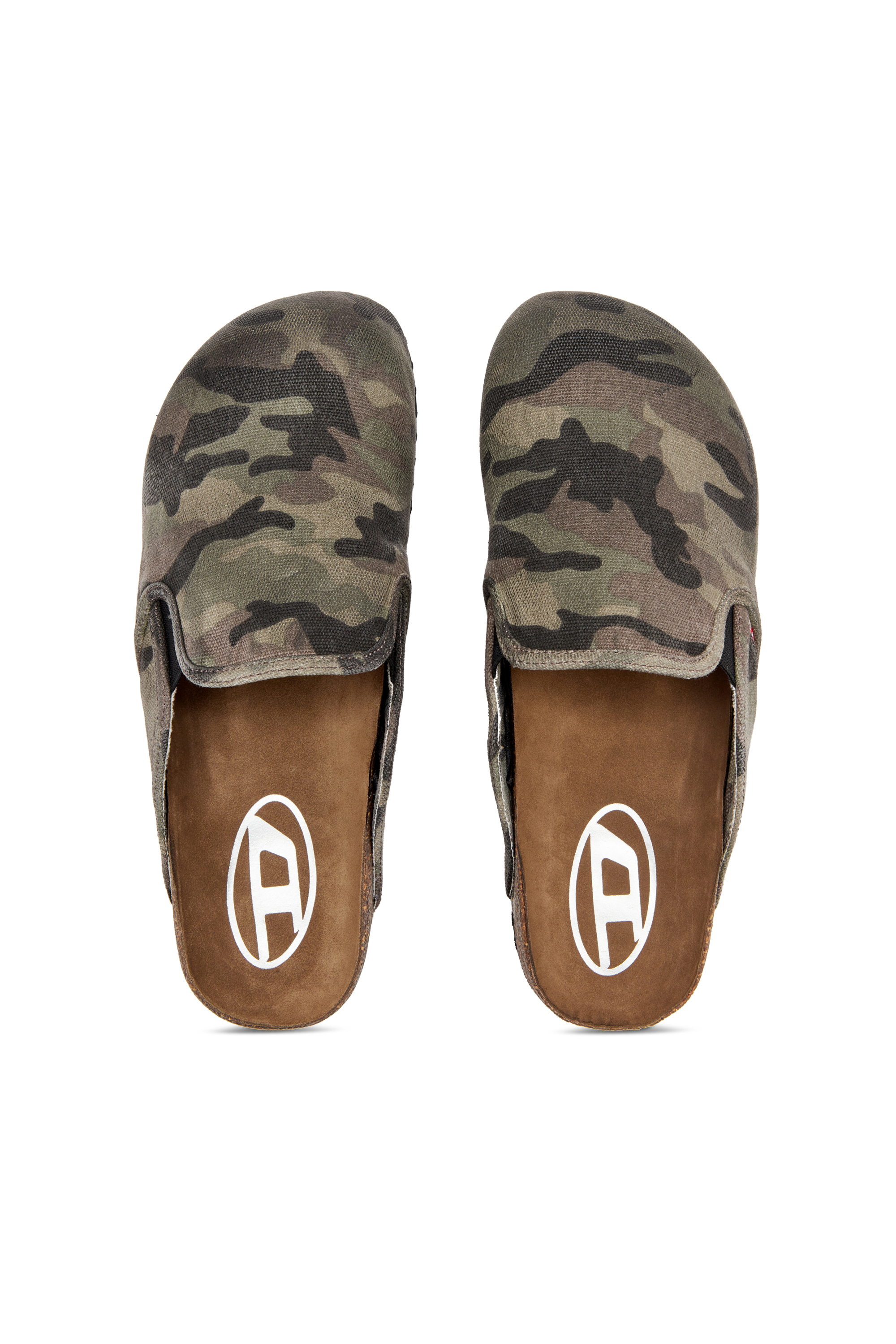 Diesel - D-WOODSTOCK SLIP-ON, Man's Camo-canvas mules in Military Green - 5