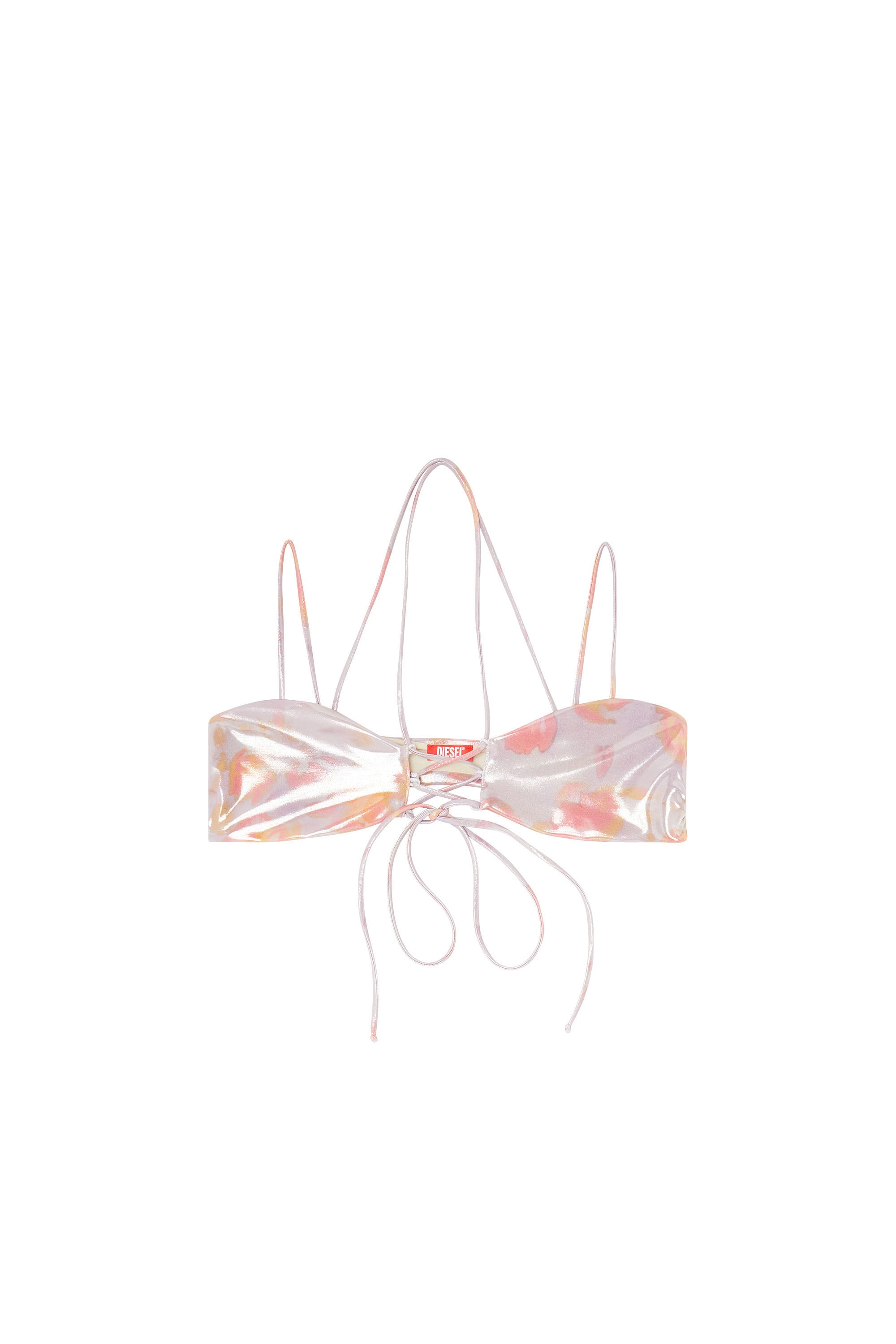 Diesel - NADINE-UTLT, Woman's Strappy metallic bikini top with floral print in Lilac - 3