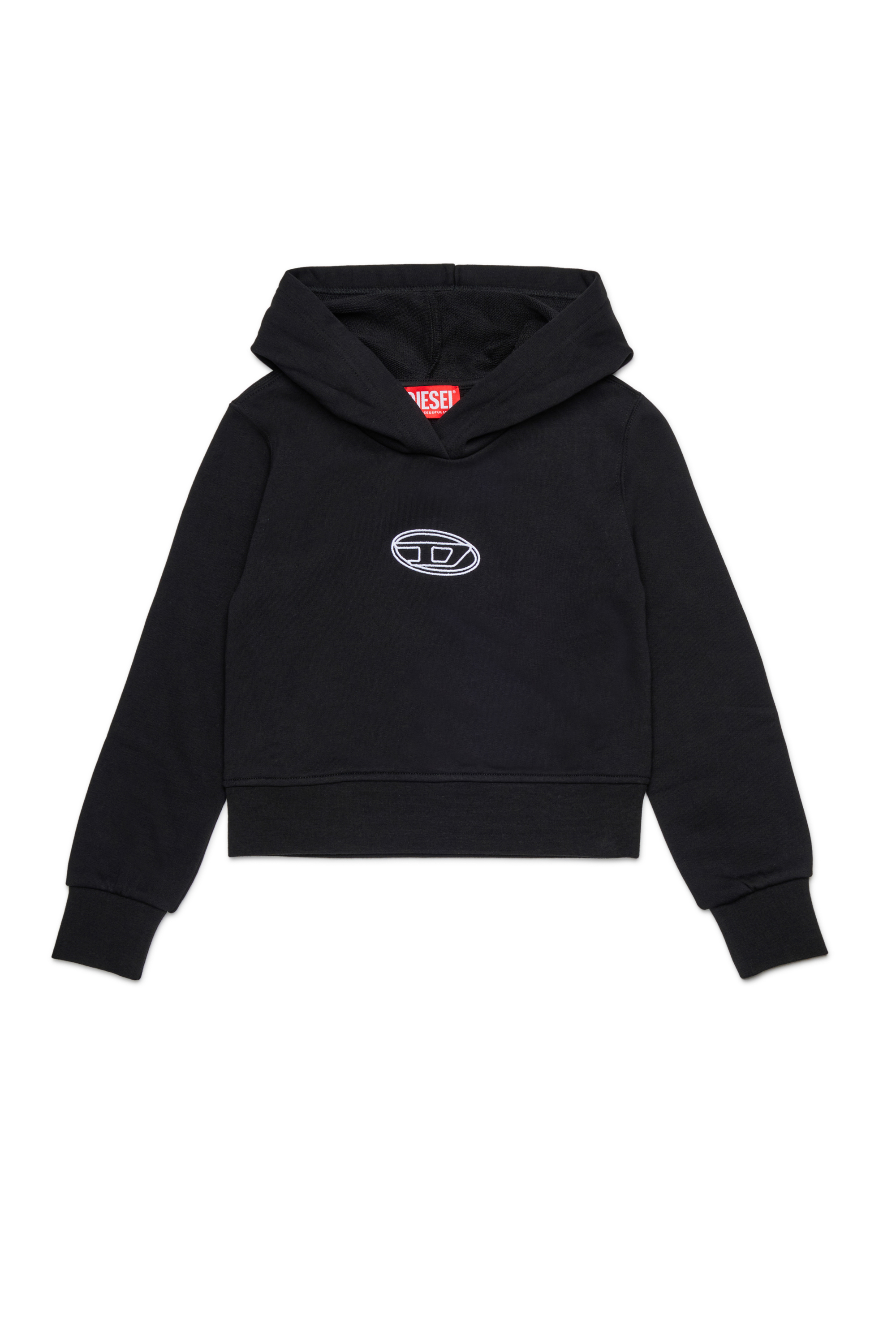 Diesel - SASYHOOD, Woman's Cotton hoodie with embroidered logo in Black - 1