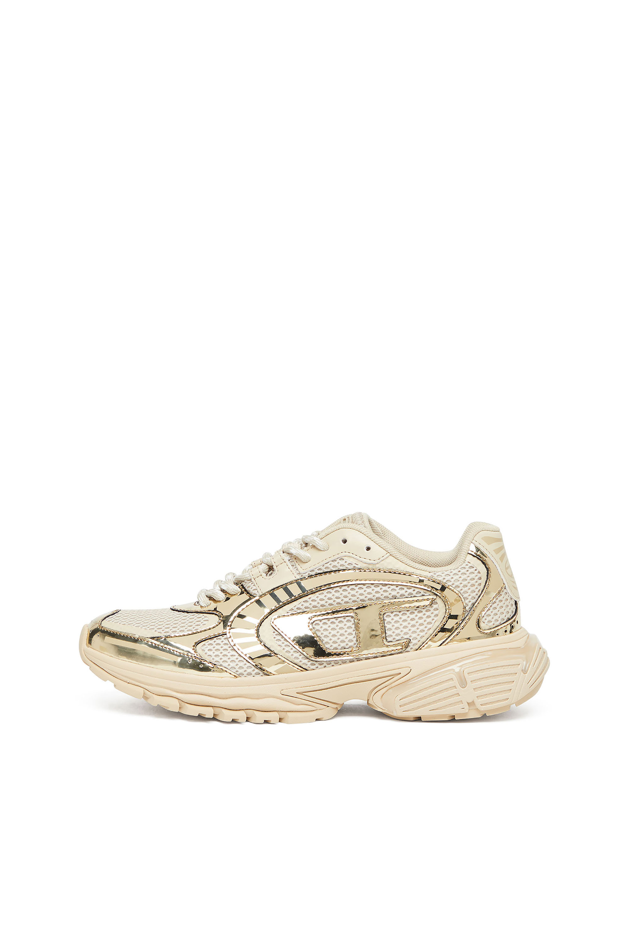 S-PRO-V-DENSE LOW W, Beige Diesel - S-PRO-V-DENSE LOW W, Woman's S-Pro-V-Dense-Metallic mesh sneakers with Oval D logo in Beige - 7
