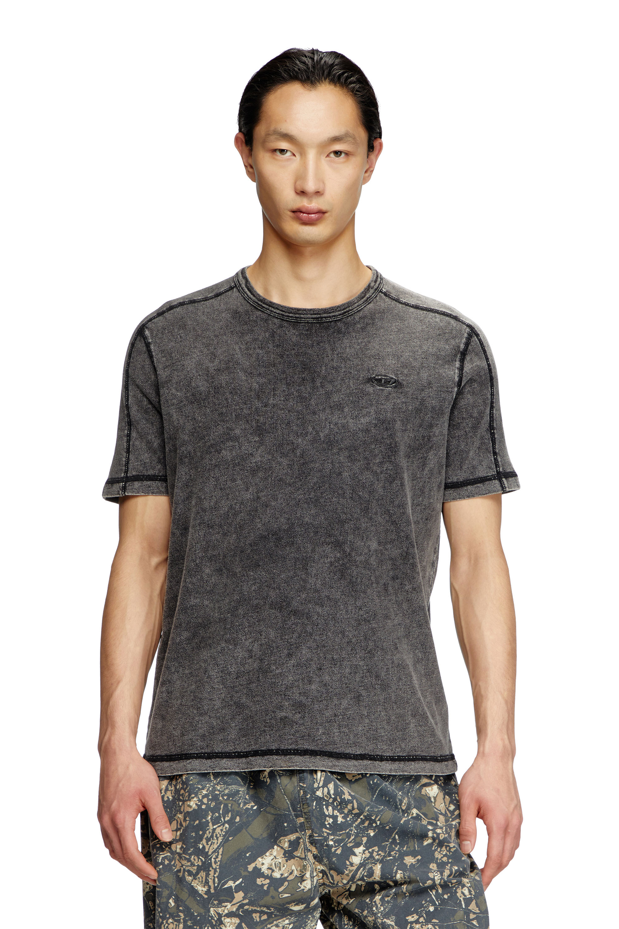 T-ADJIND, Black Diesel - T-ADJIND, Man's Denim-look jersey T-shirt in Black - 3