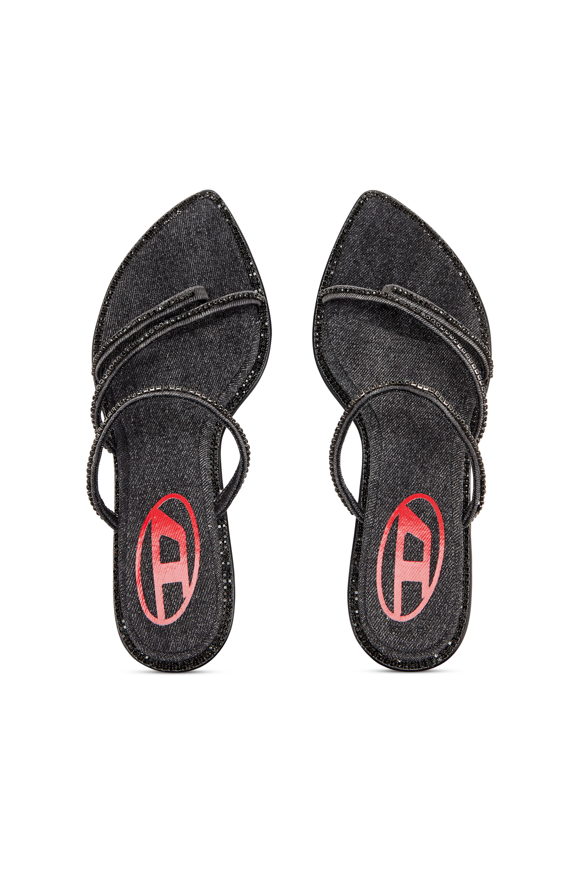 D-HAVANNA KITTIE, Black Diesel - D-HAVANNA KITTIE, Woman's D-Havanna-Kitten-heel mules in crystal denim in Black - 5