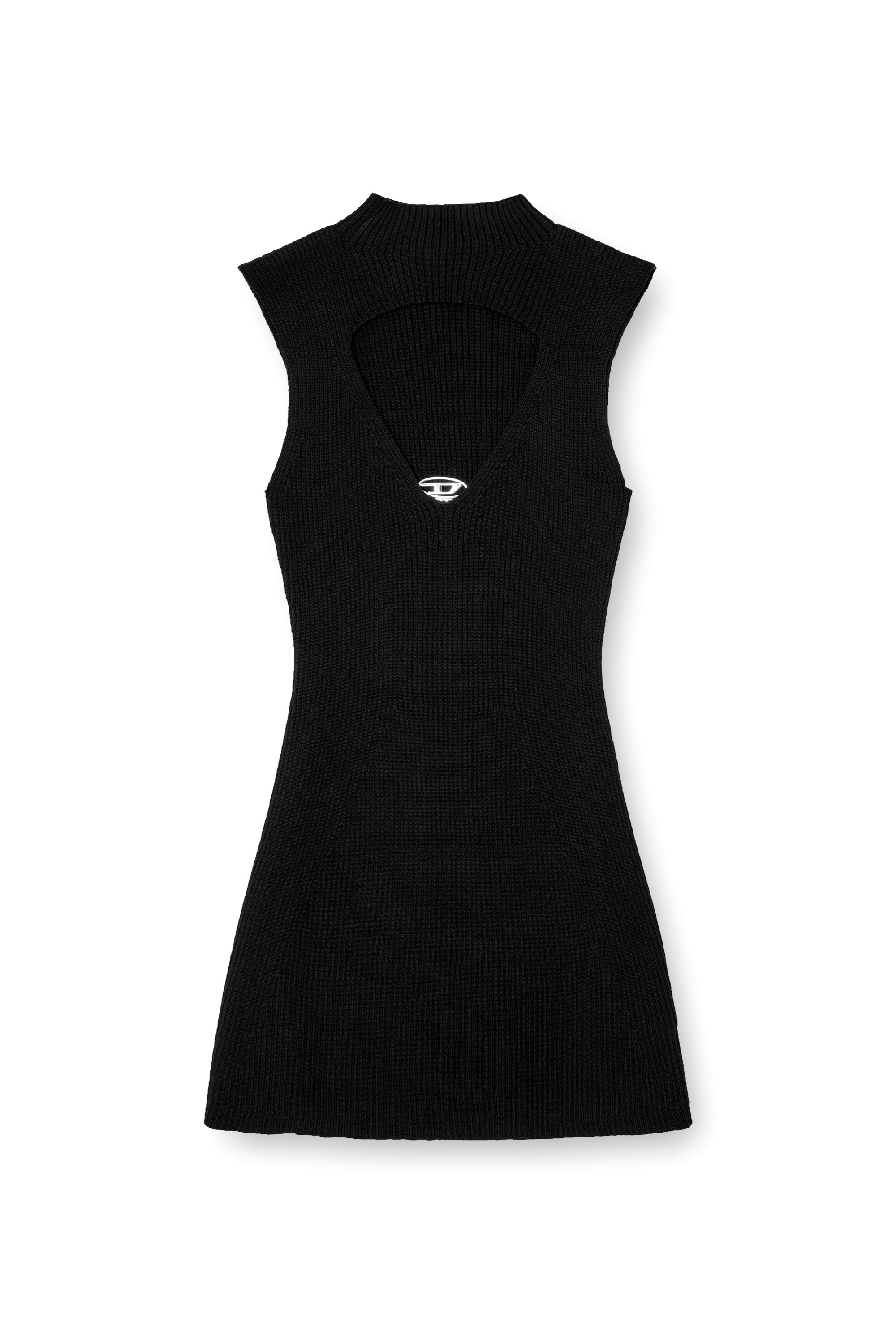 Diesel - M-OLONI-SHORT, Woman's Mini wool dress with inlay in null - 3