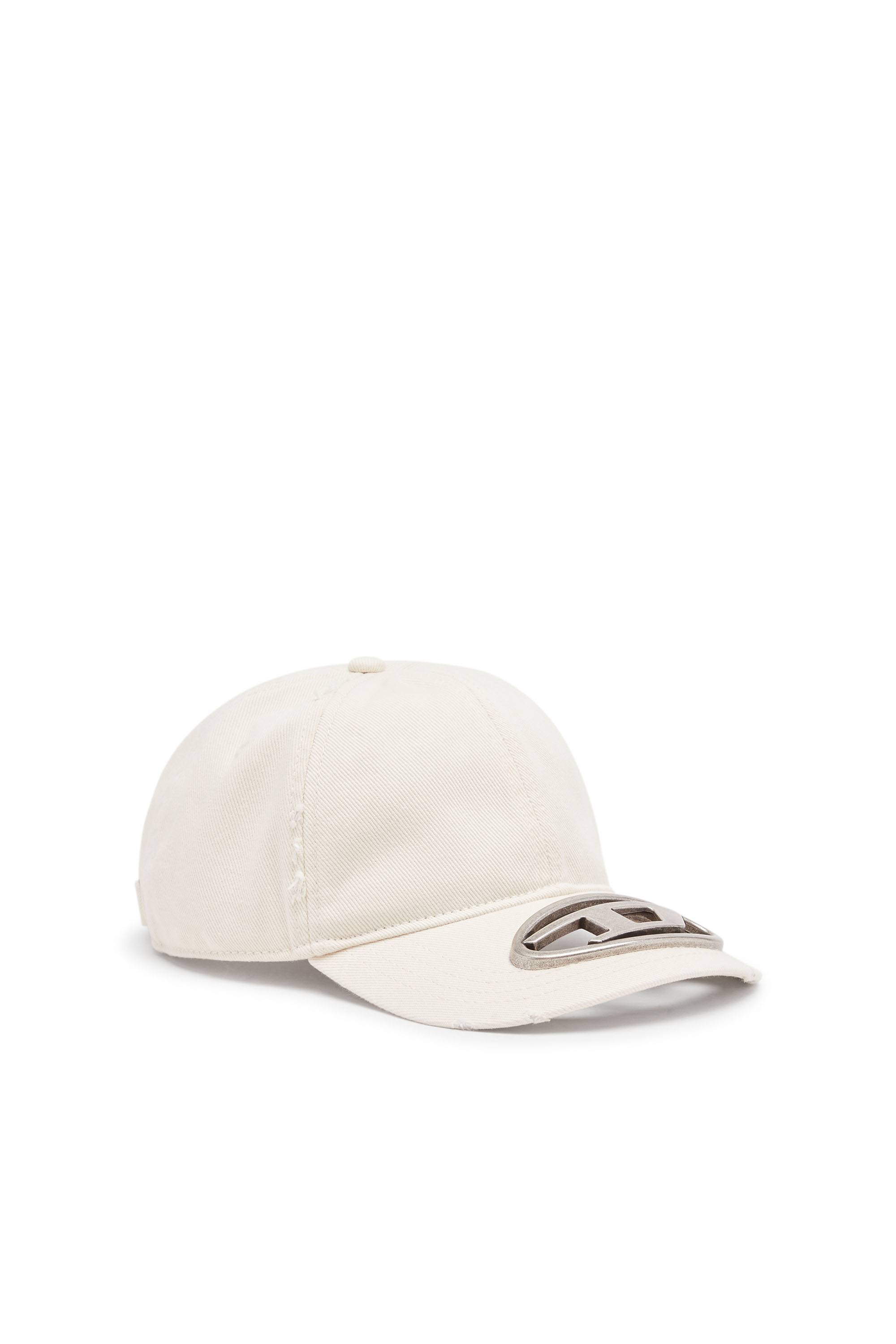 Diesel - C-BEAST-A1, Man Baseball cap with metal Oval D plaque in White - Image 1
