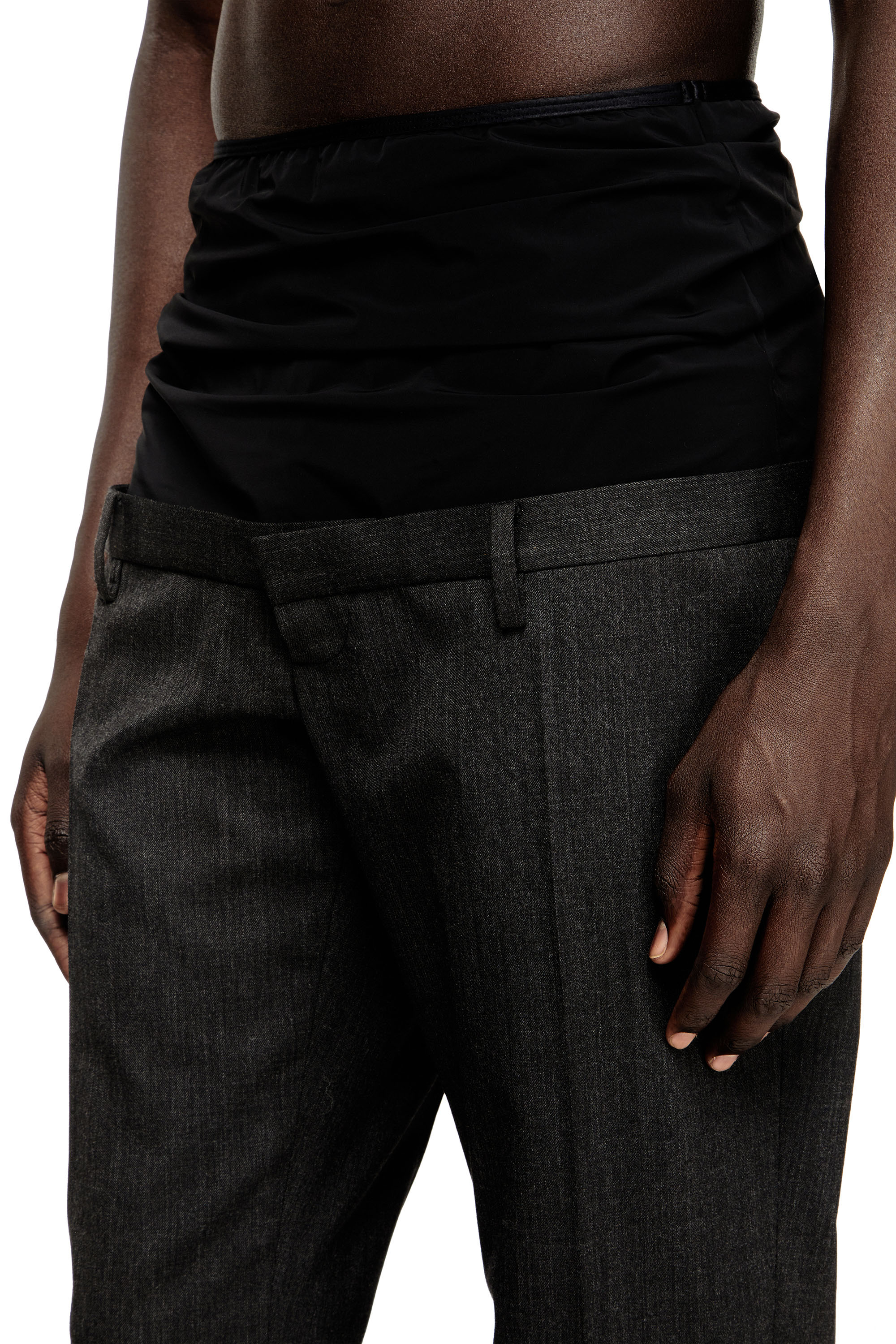 P-AUREL-1, Dark grey Diesel - P-AUREL-1, Man's Wool trousers with stretch waist in Dark grey - 5