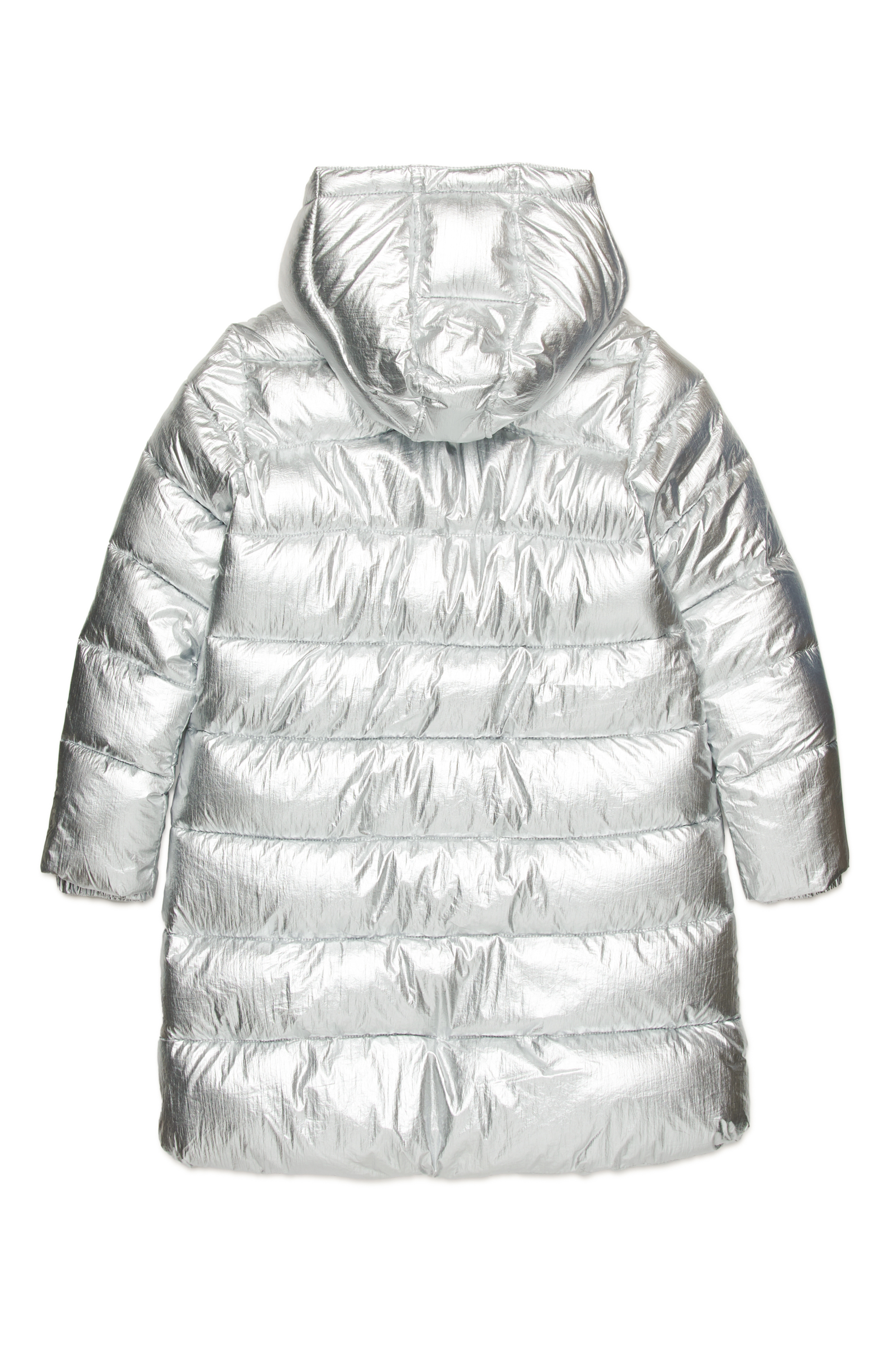 Diesel - JAUWTJANNIKHT39, Woman Hooded puffer jacket in metallic nylon in Silver - Image 2