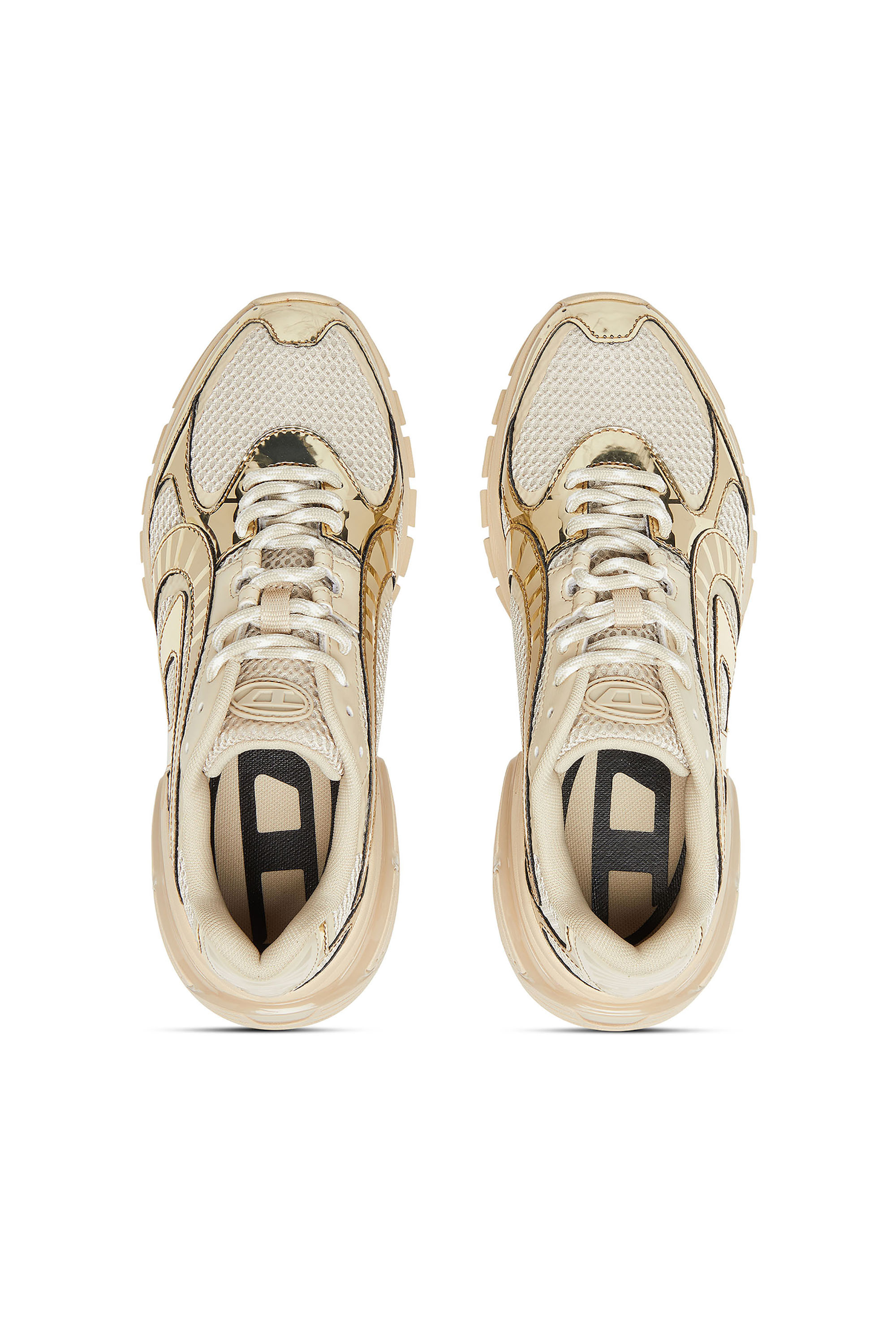 S-PRO-V-DENSE LOW W, Beige Diesel - S-PRO-V-DENSE LOW W, Woman's S-Pro-V-Dense-Metallic mesh sneakers with Oval D logo in Beige - 4