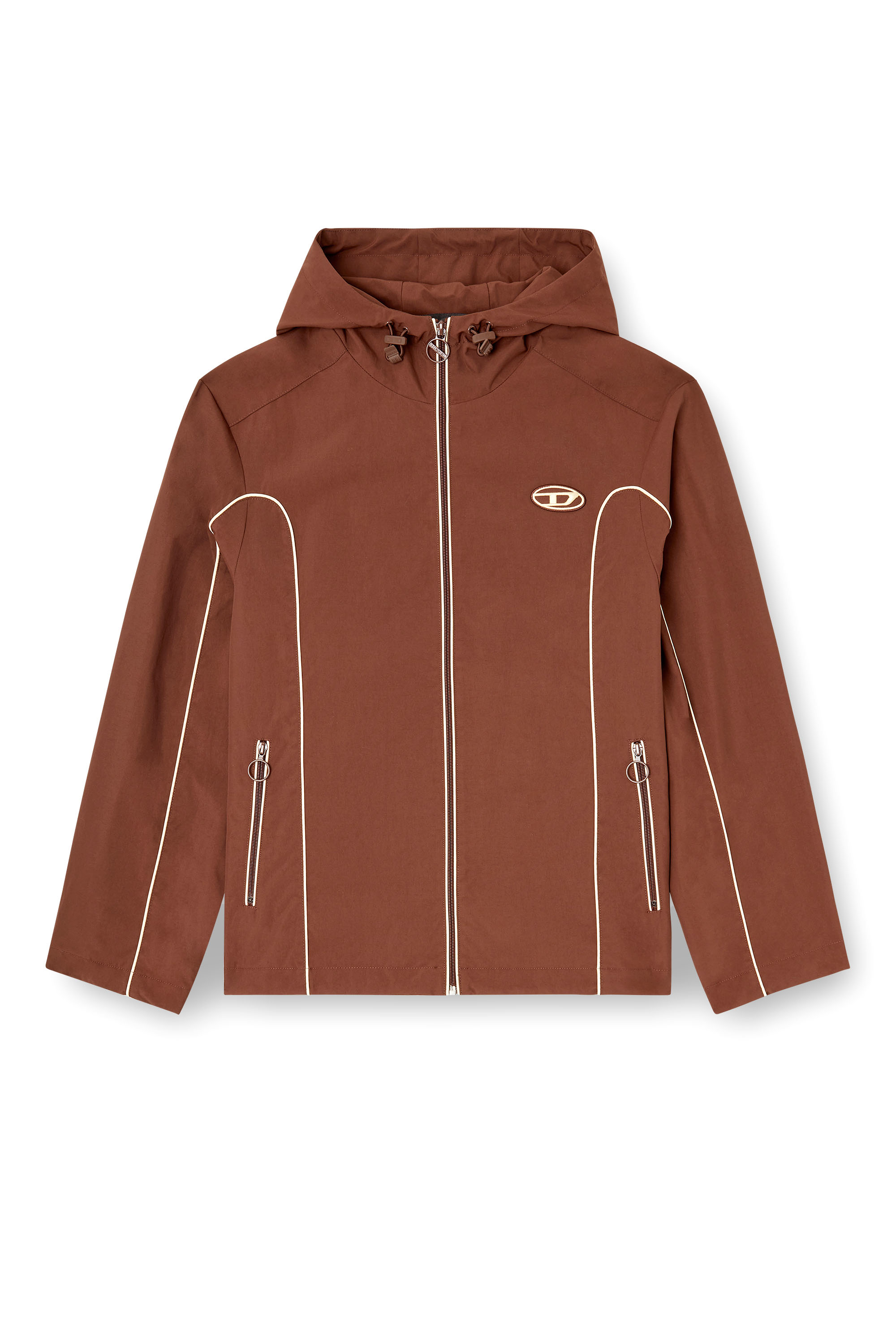 J-HIVES, Brown Diesel - J-HIVES, Man's Windbreaker with contrast piping in Brown - 2