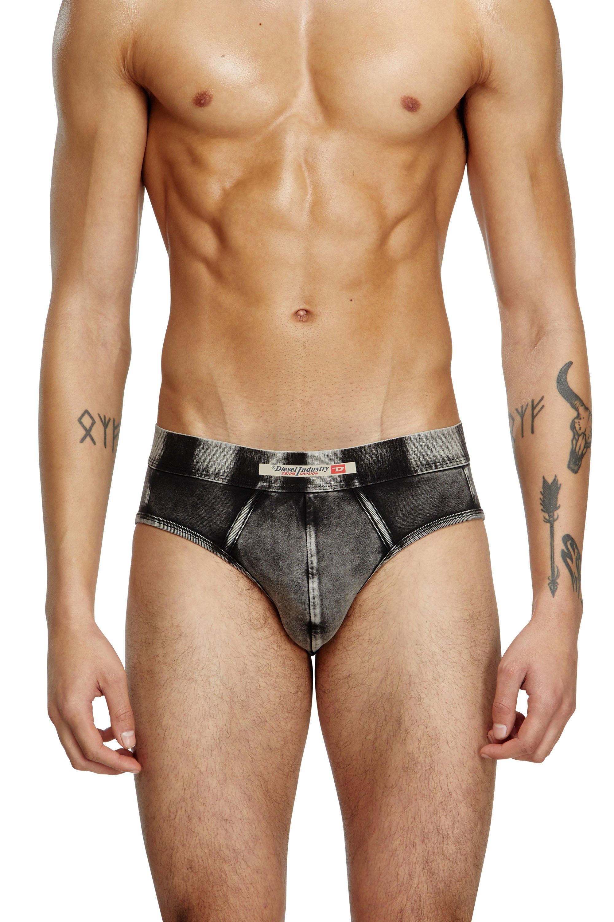 Diesel - ANDRE-DNM, Man's Denim-effect briefs in Black - 2