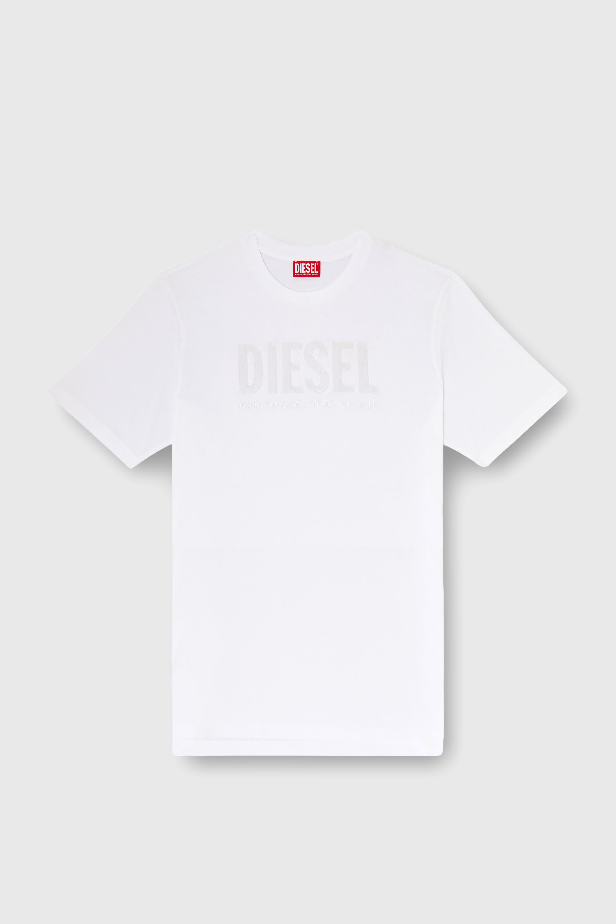 Diesel - T-JUST-OVA-T92, Man's Cotton T-shirt with tonal Diesel logo print in White - 2