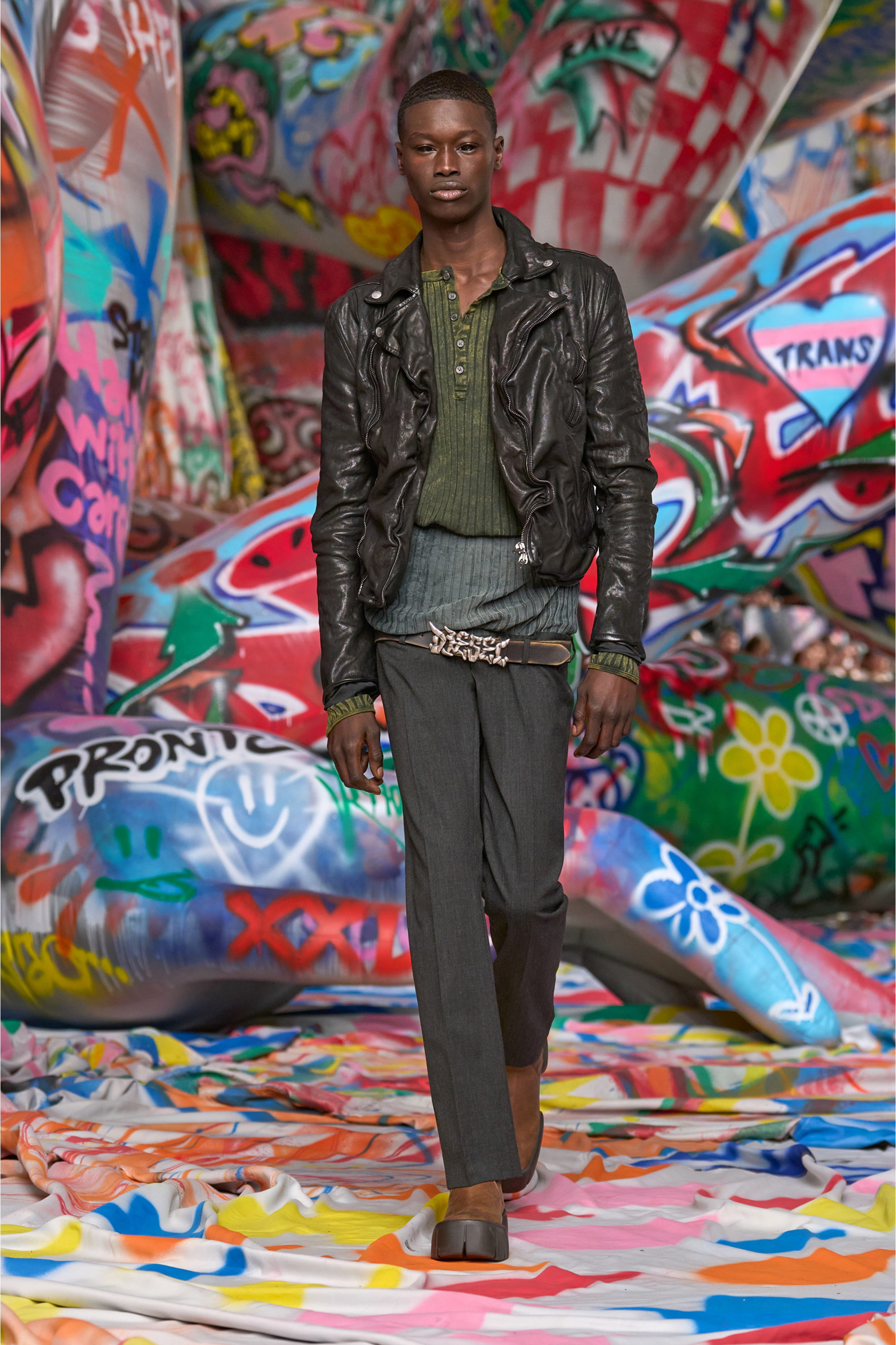 Diesel - T-ALLY, Man's Henley top in treated wide-rib jersey in Green - 6