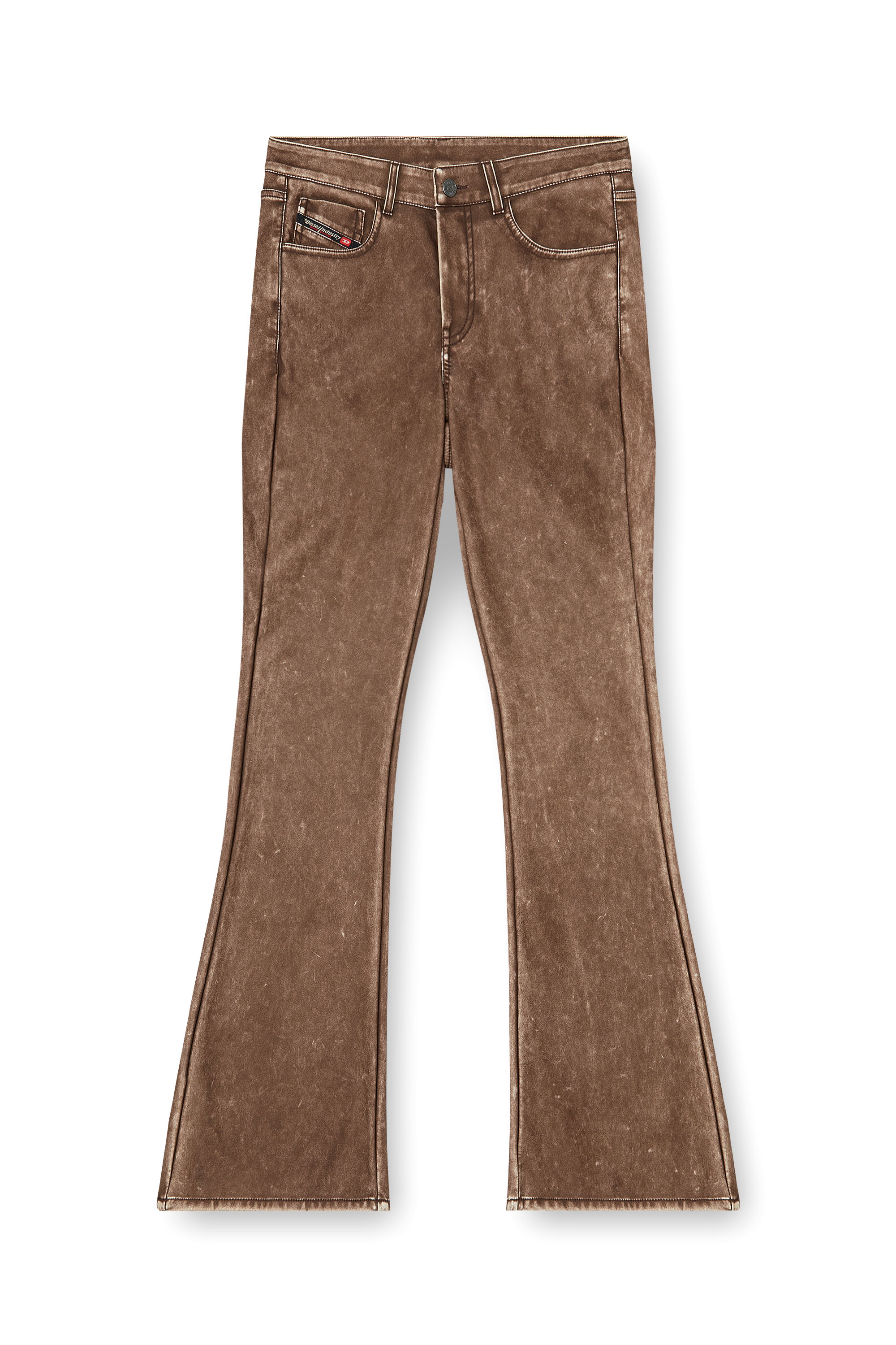 Diesel - P-STELLAR-S1, Woman's Bootcut pants in treated coated fabric in Brown - 4