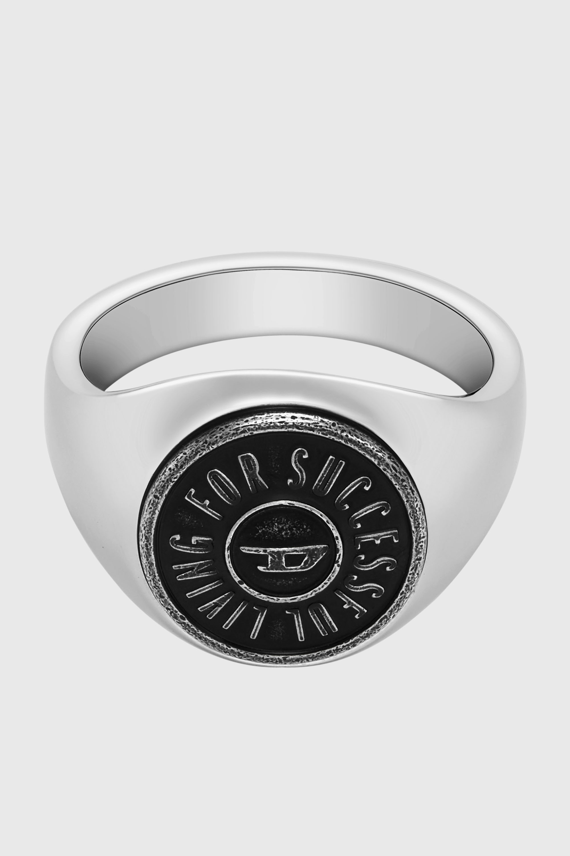 Diesel - DX1463, Man's Stainless steel signet ring in Silver/Black - 2