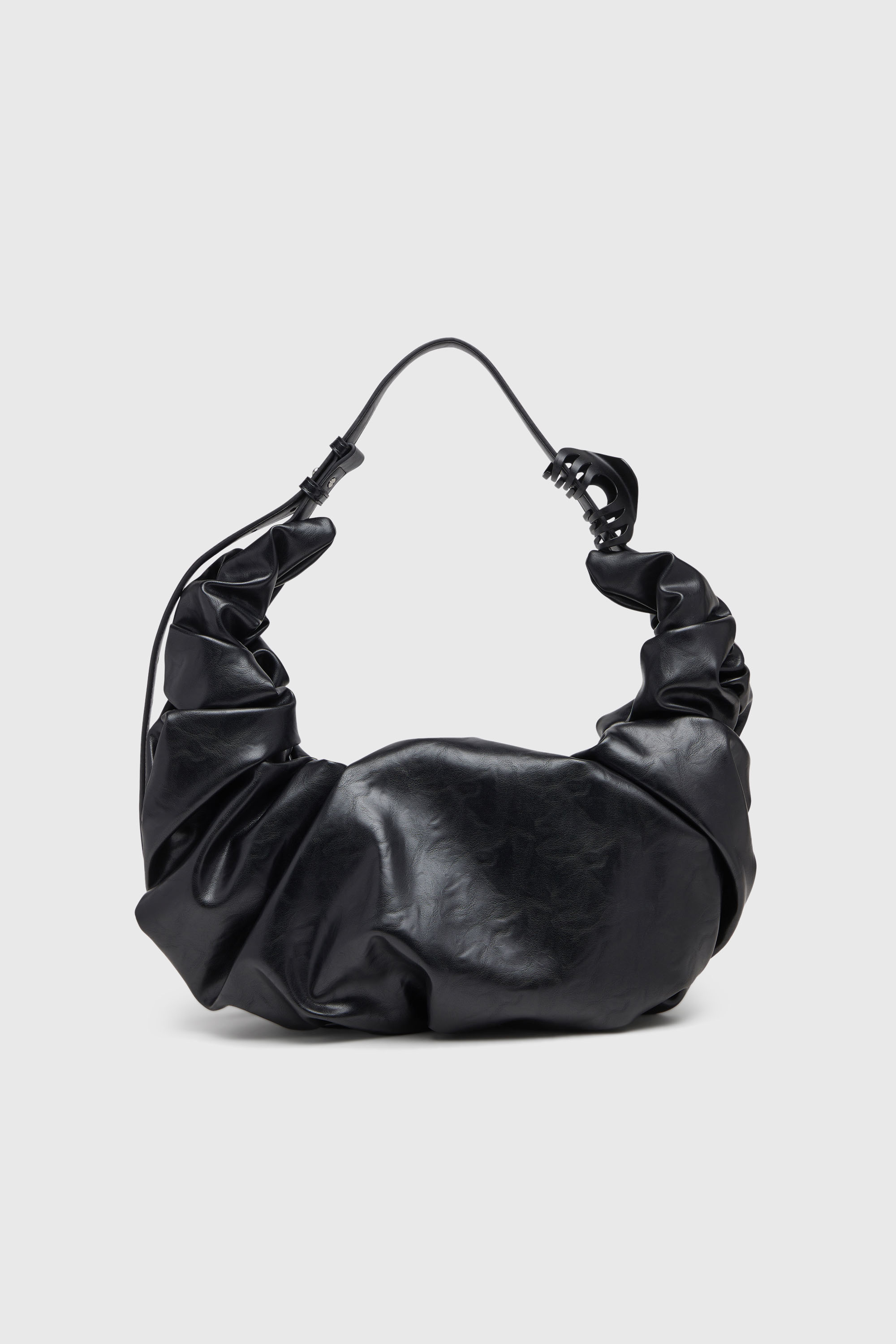 Diesel - GRAB-D HOBO L, Woman's Grab-D-Large scrunched hobo bag in Black - 2