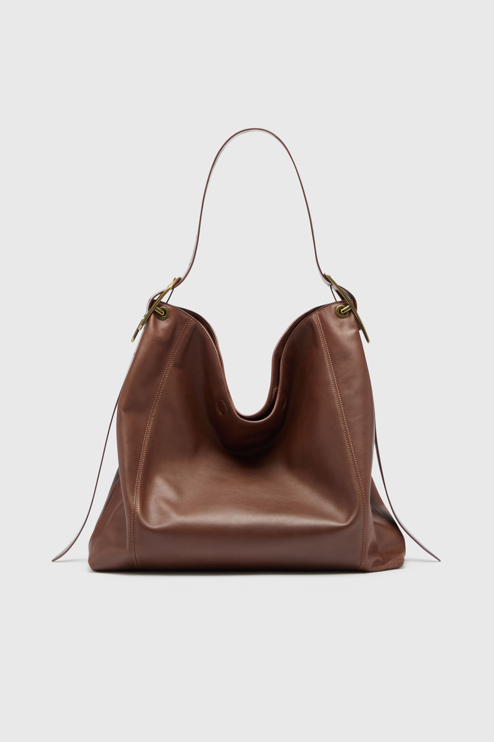 Diesel - D-LINE HOBO L, Woman's D-Line-Hobo bag in leather in Dark Brown - 1