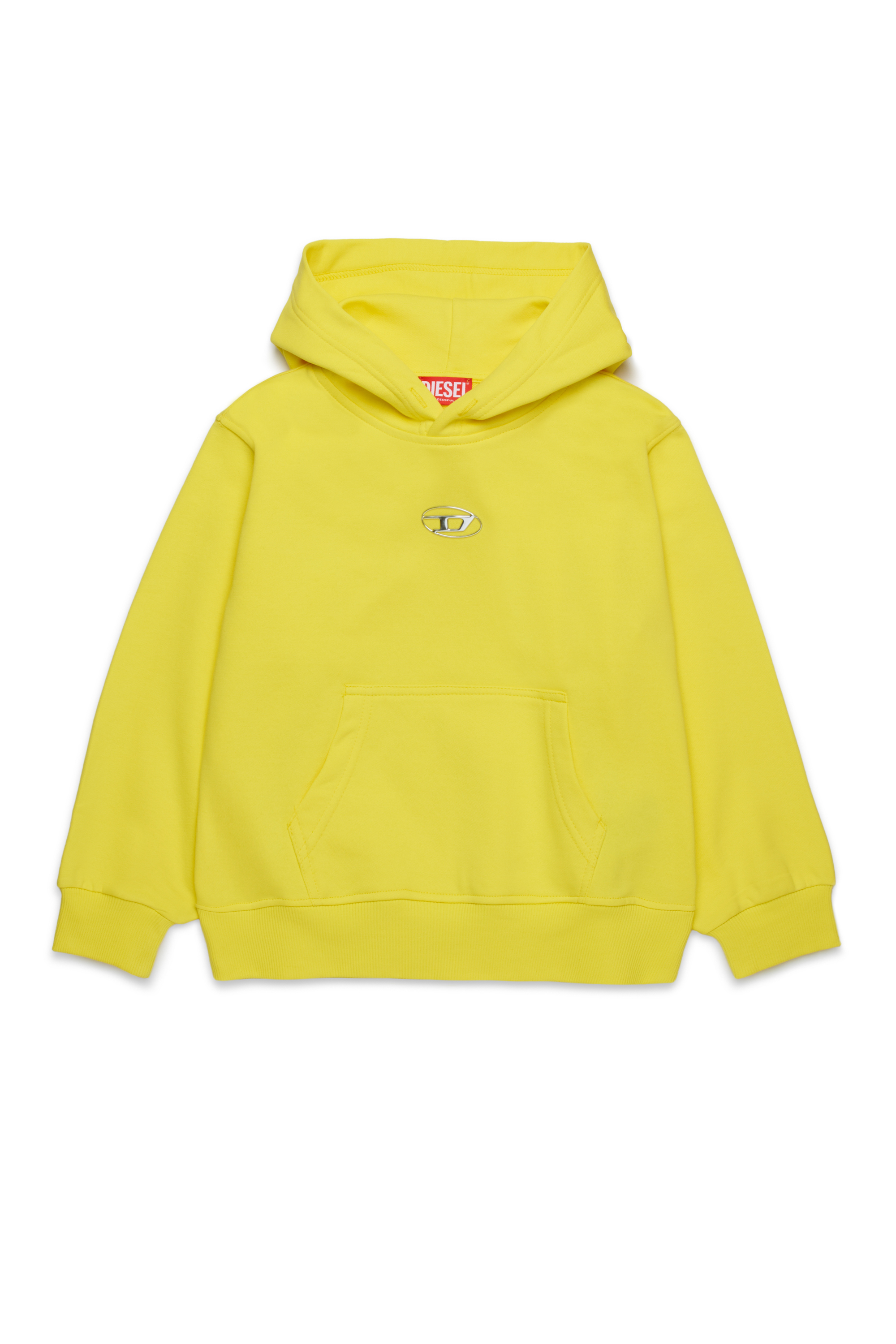 Diesel - SMACSHOODOD OVER, Man's Hoodie with metal-look Oval D logo in Yellow - 1