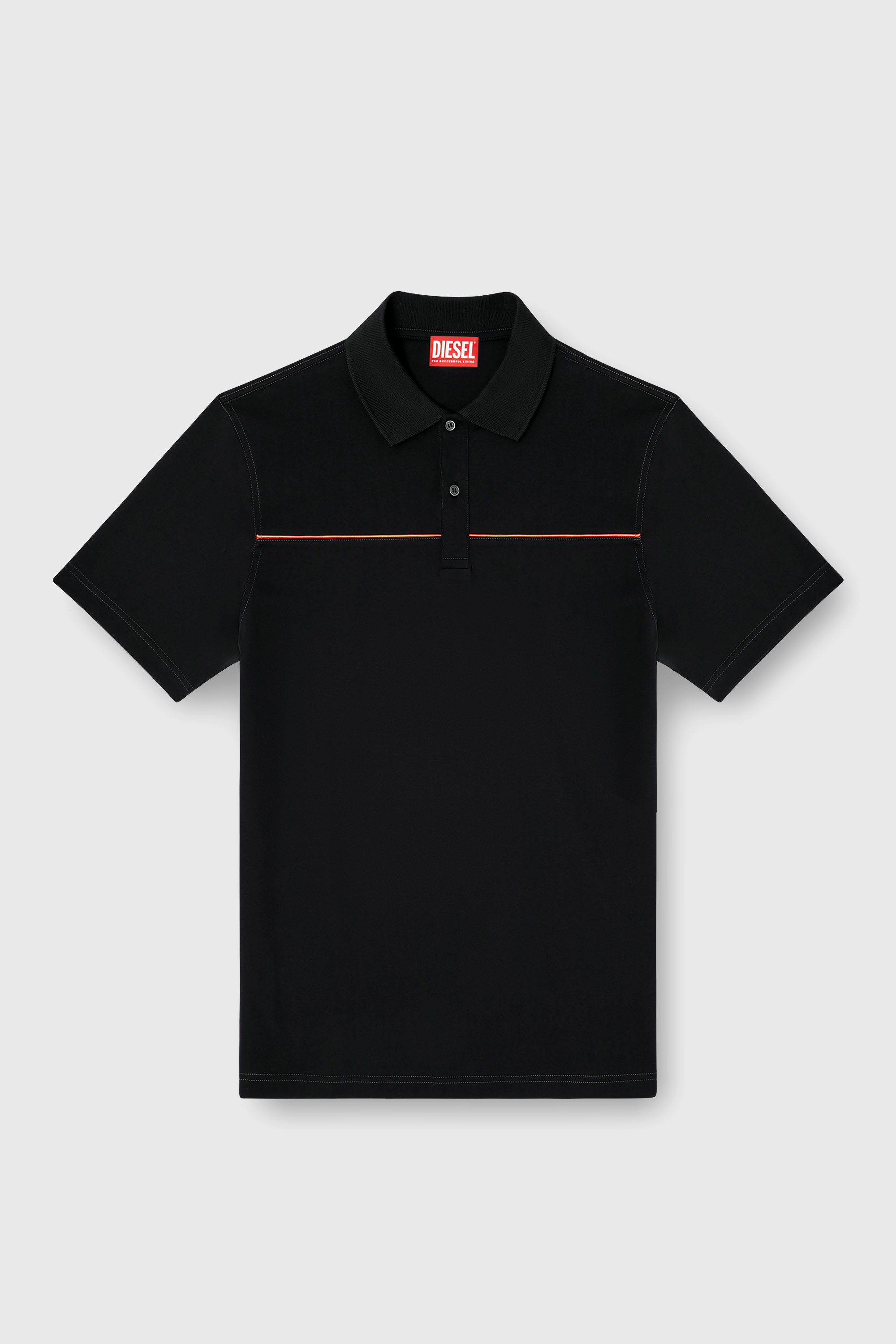 Diesel - T-REJUST-PIPING, Man's Polo shirt with contrast piping in Black - 2